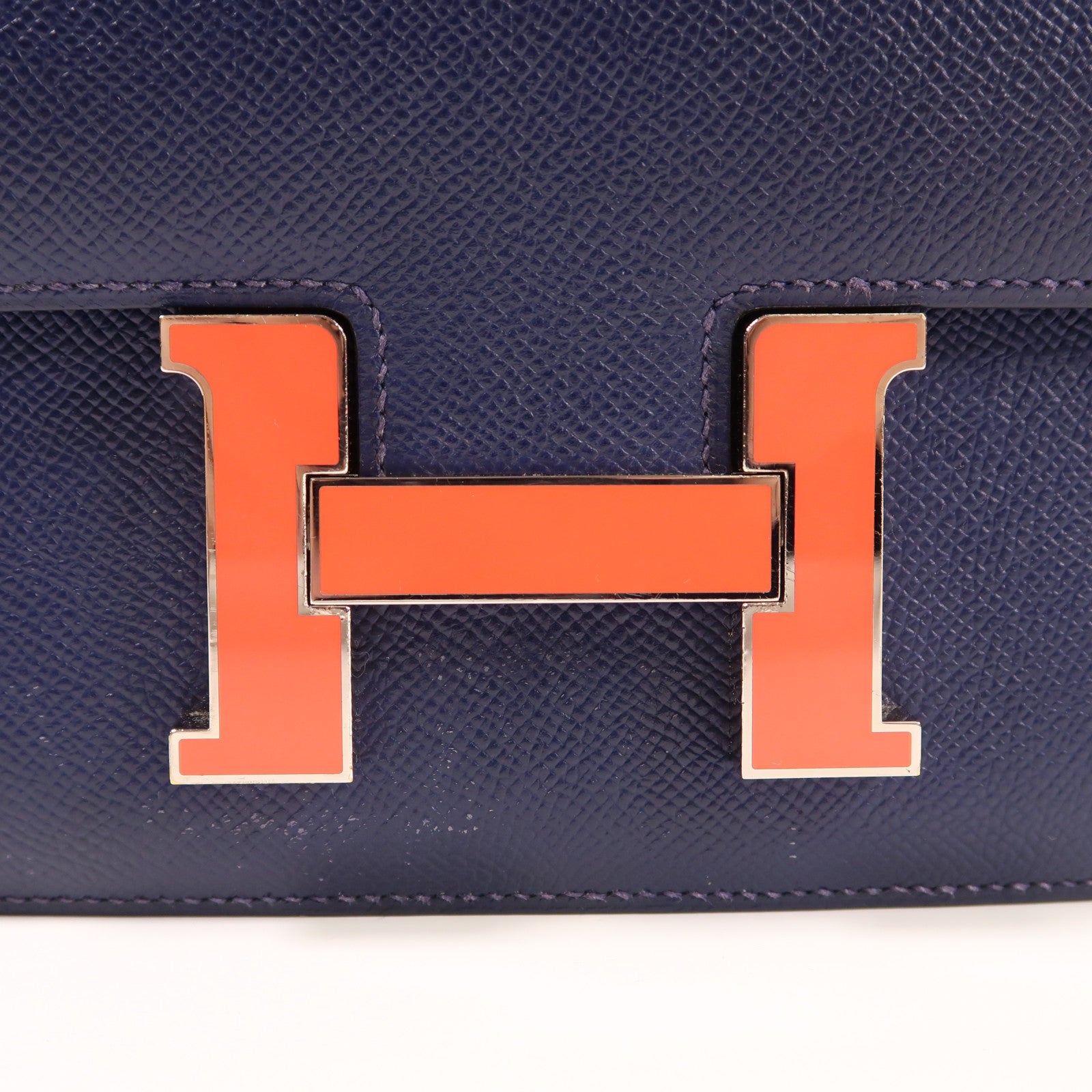 HERMES Epsom皮革Constance 24銀扣肩背袋Bleu Sapair