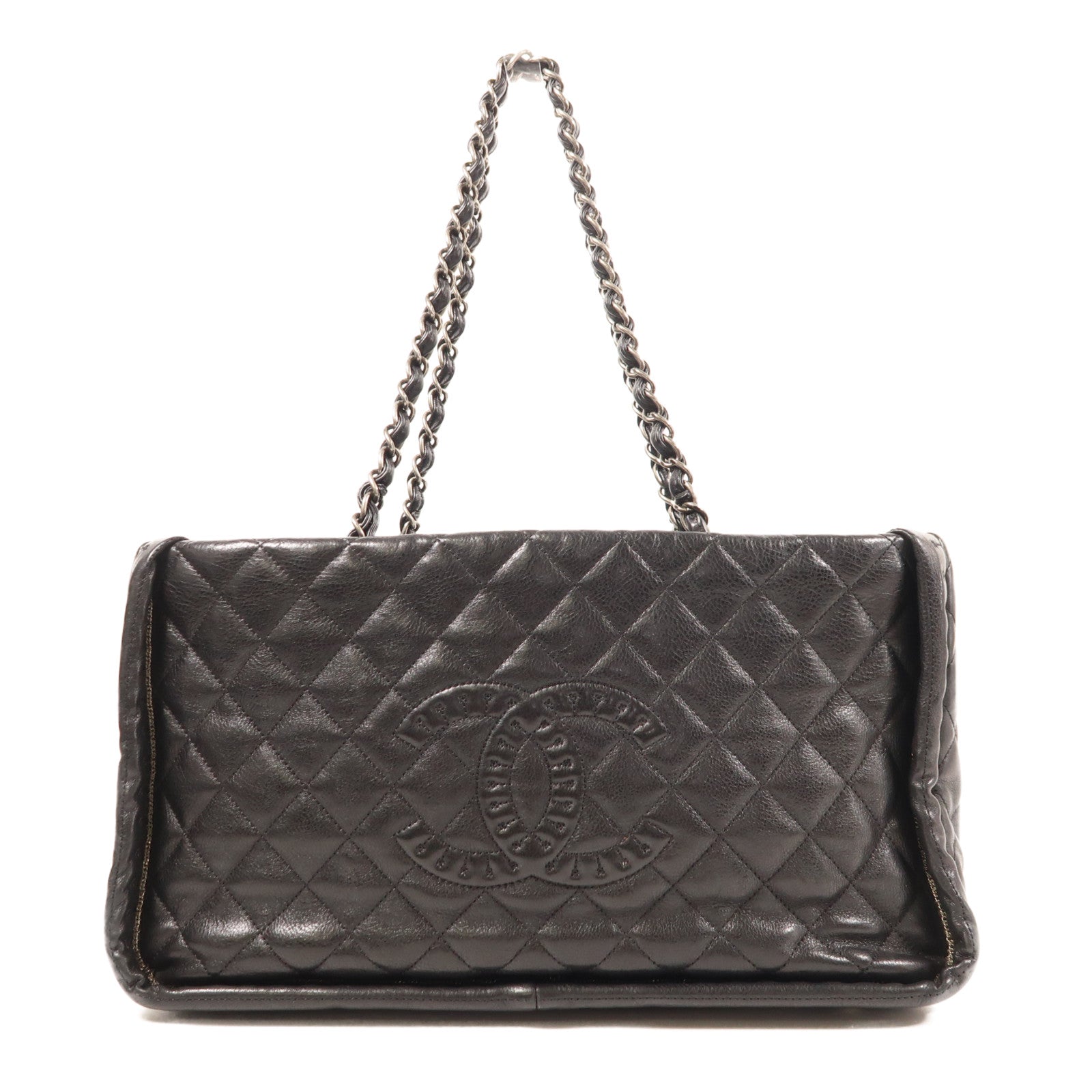 CHANEL 牛皮皮革Shoulder Bag銀扣鏈帶肩背袋