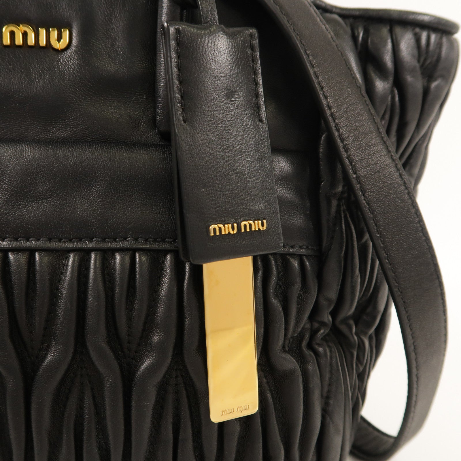 Miu Miu 羊皮皮革2Way Shoulder金扣手挽肩背兩用袋