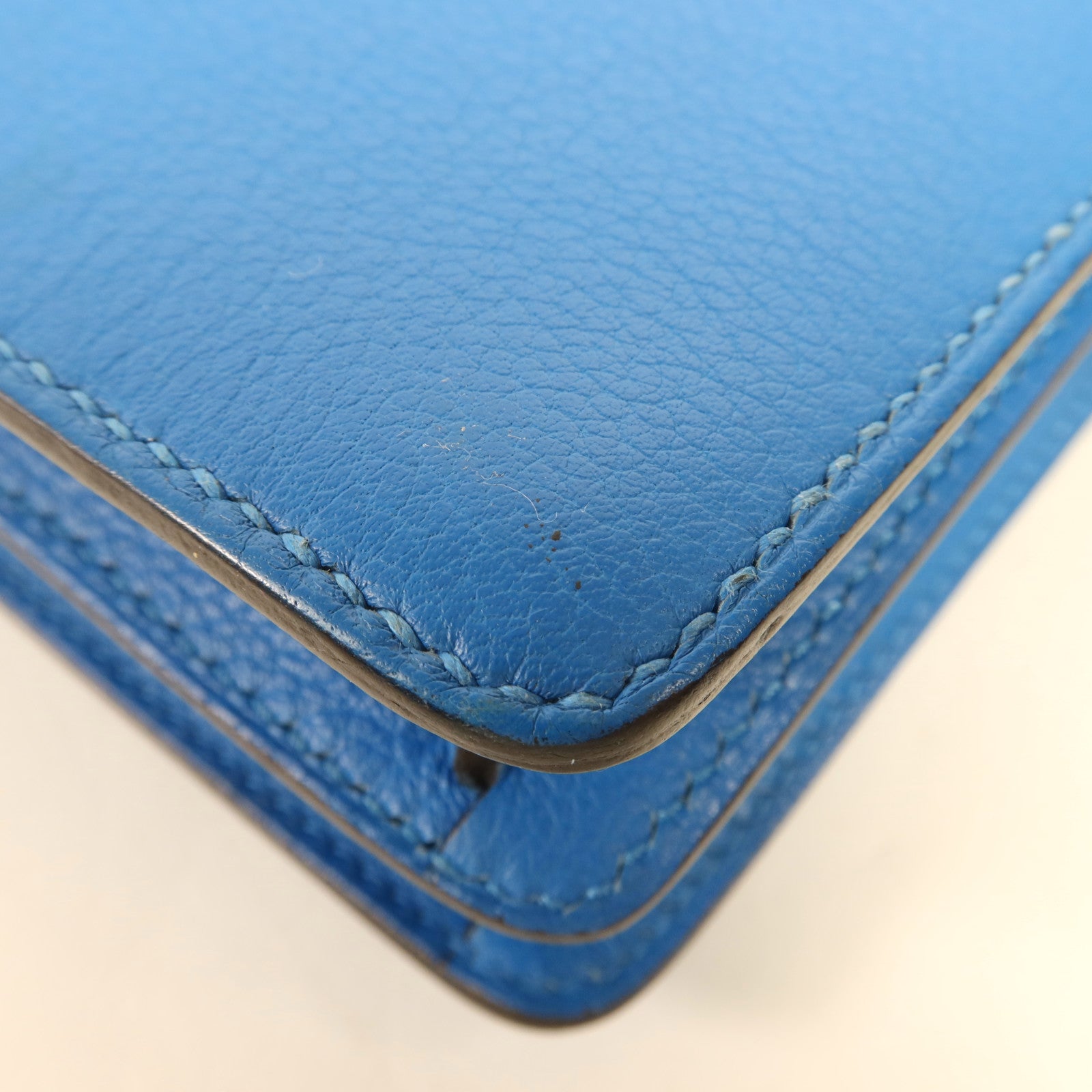 HERMES Evercolor皮革Roulis Mini金扣肩背袋Blue Zanzibar