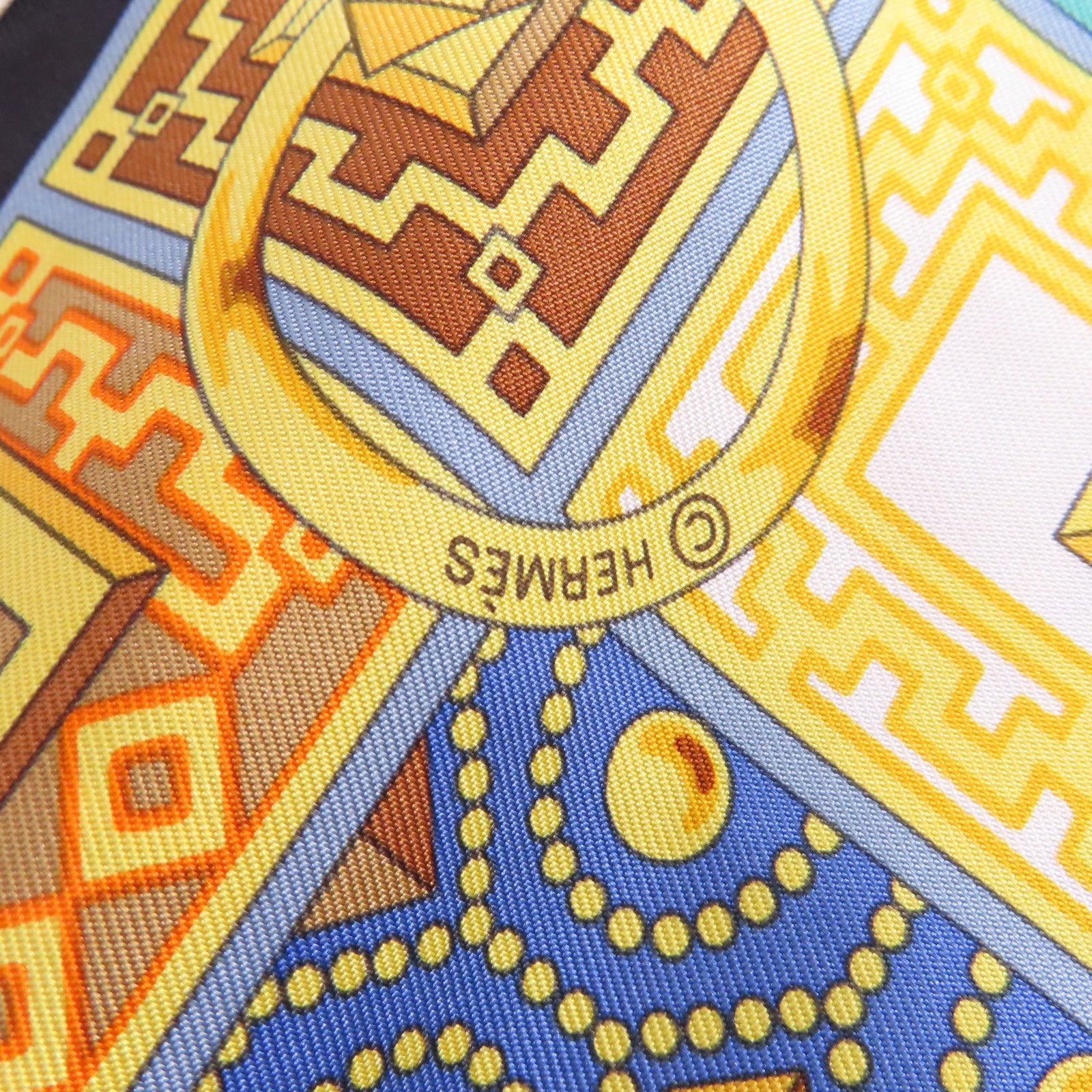 HERMES 絲質90x90 Scarf絲巾黃色/彩色