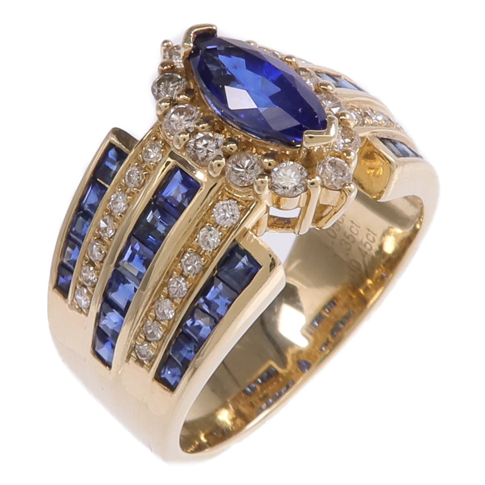 JEWELRY 14K黃金Sapphire Diamond Ring藍寶石/鑽石戒指US#7.5