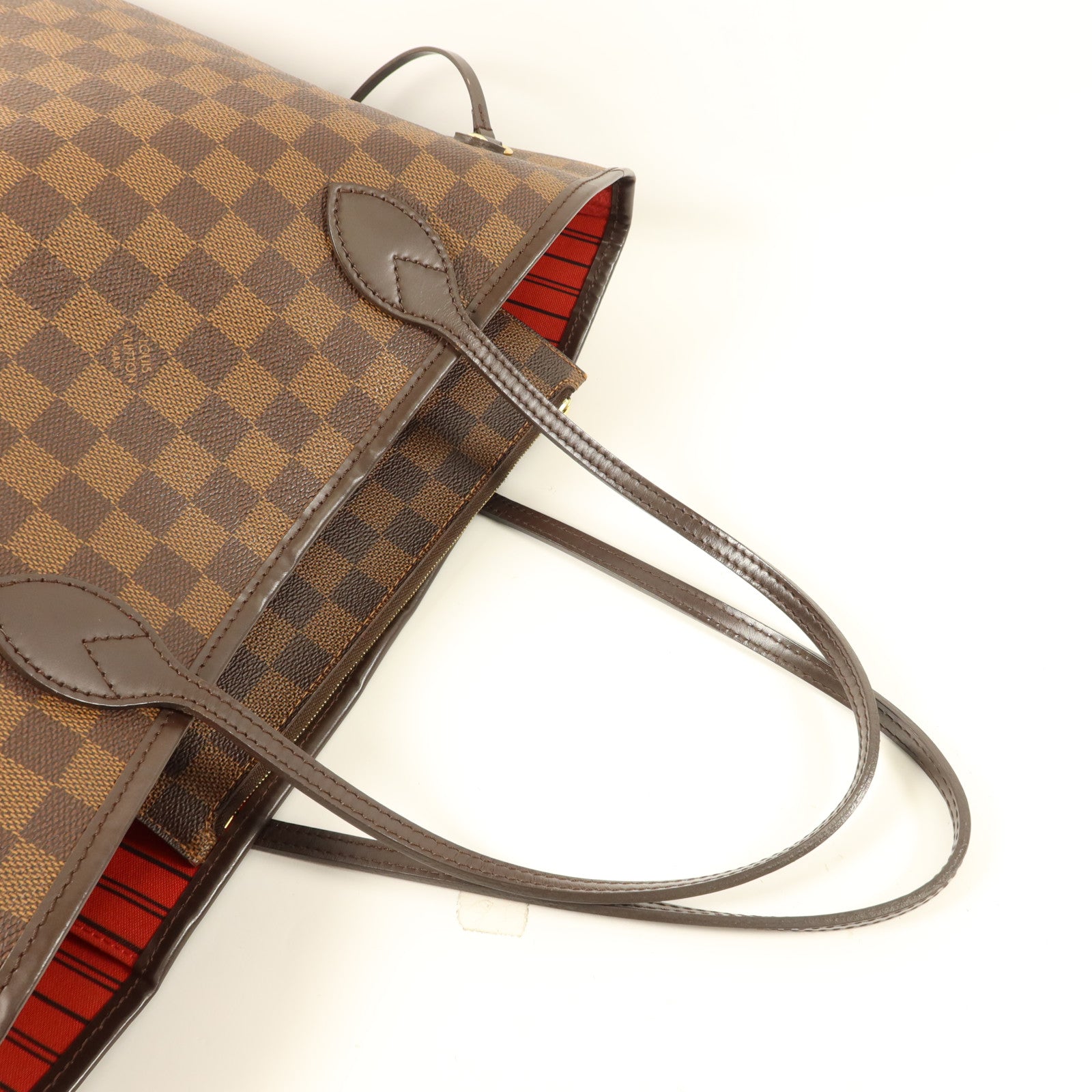 LOUIS VUITTON Damier Neverfull MM金扣手挽袋