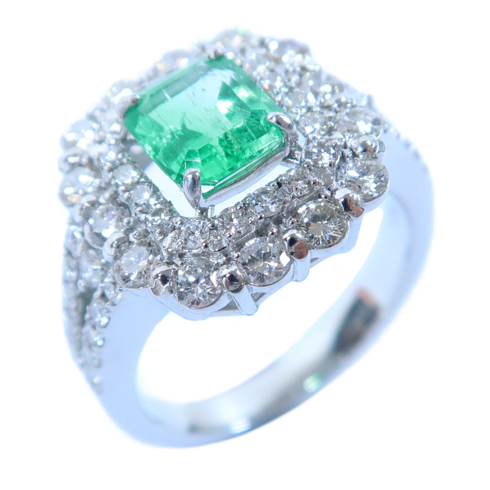 JEWELRY 【激減優惠】PT950鉑金Emerald Ring 0.84ct綠寶石/0.96ct鑽石戒指US#5.5