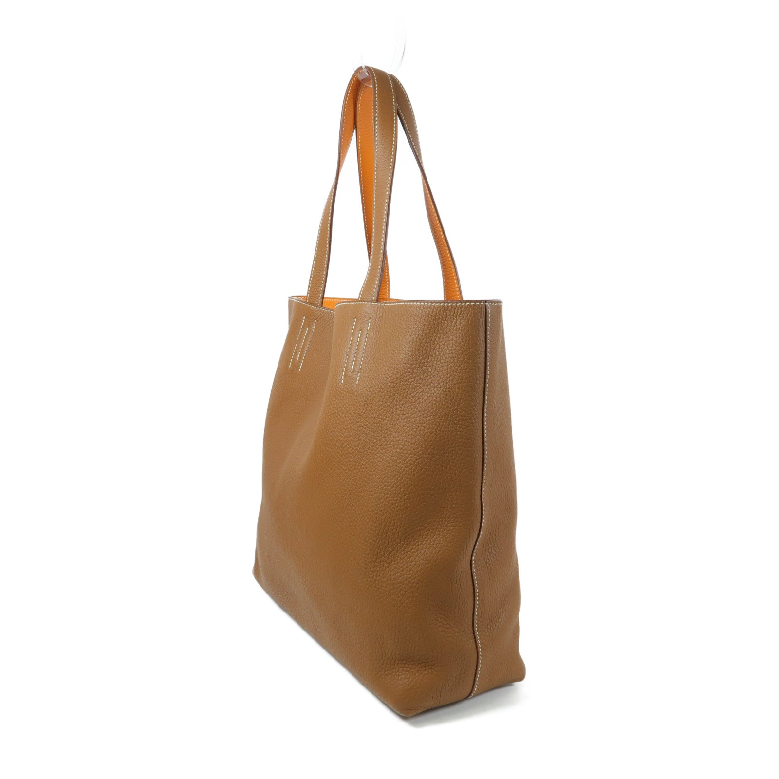 HERMES Clemence皮革Double Sens 45肩背袋Gold/Orange