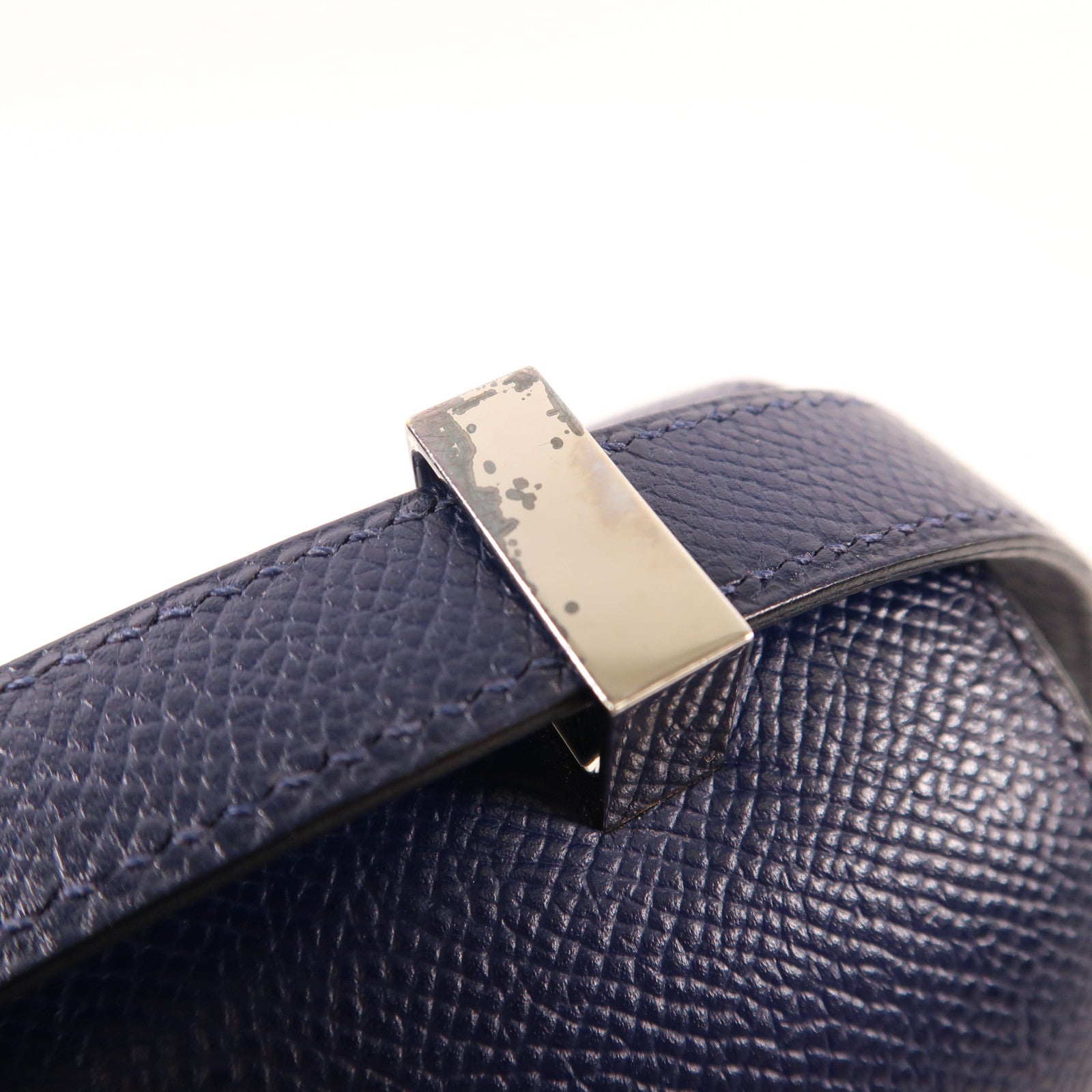HERMES Epsom皮革Constance 24銀扣肩背袋Bleu Sapair