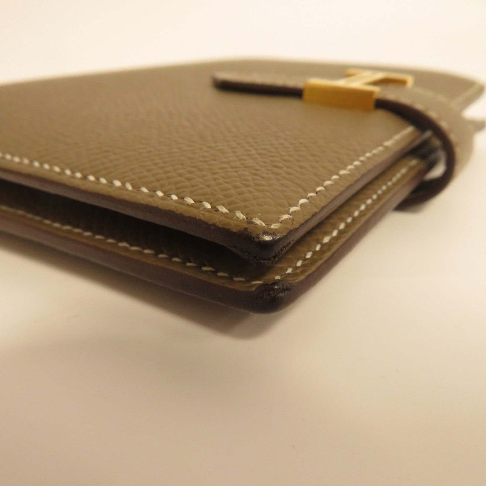 HERMES 【激減優惠】Epsom皮革Bearn Compact Wallet金扣錢包啡色