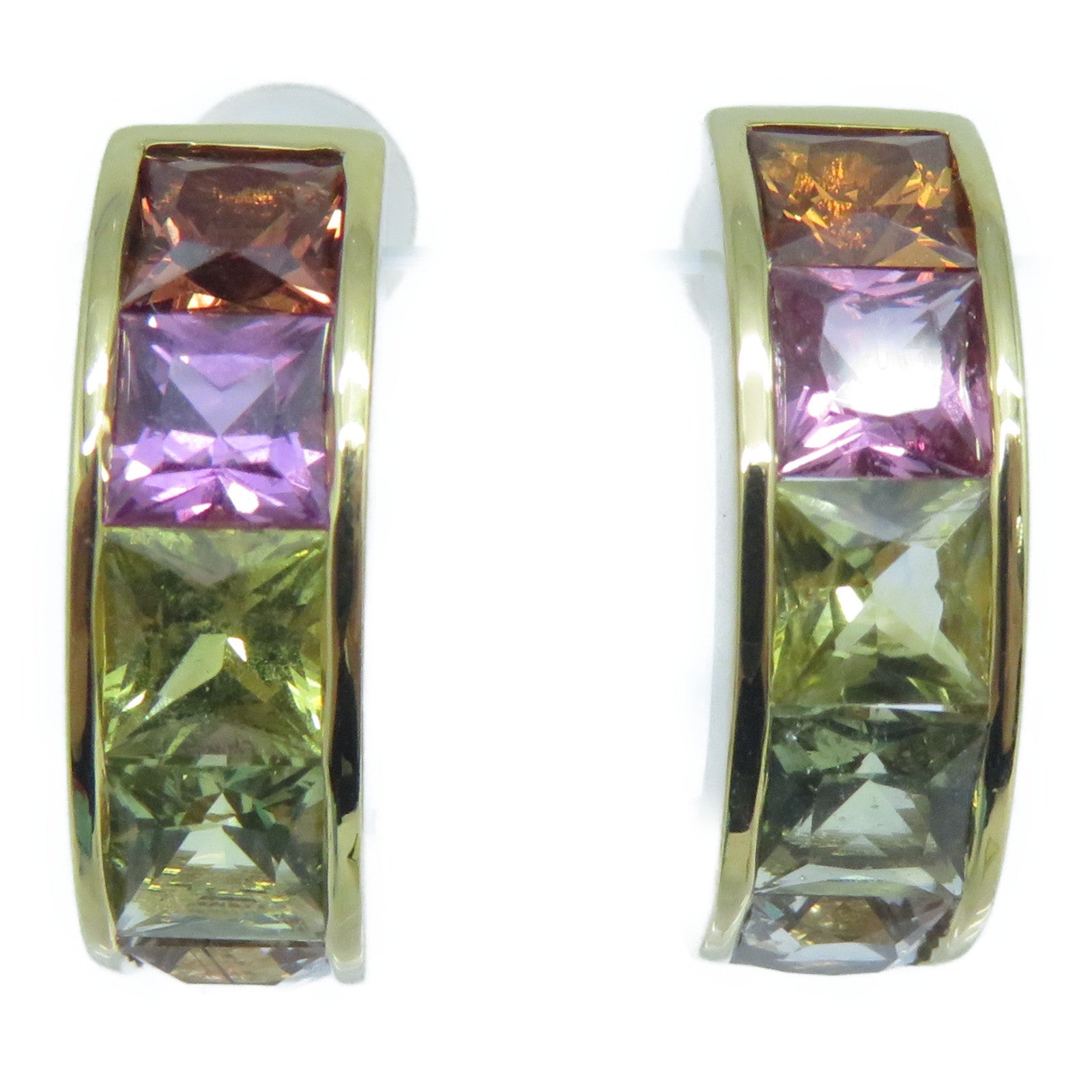 JEWELRY **【激減優惠】18K黃金Earrings1.94ct/2.06ct彩色寶石耳環