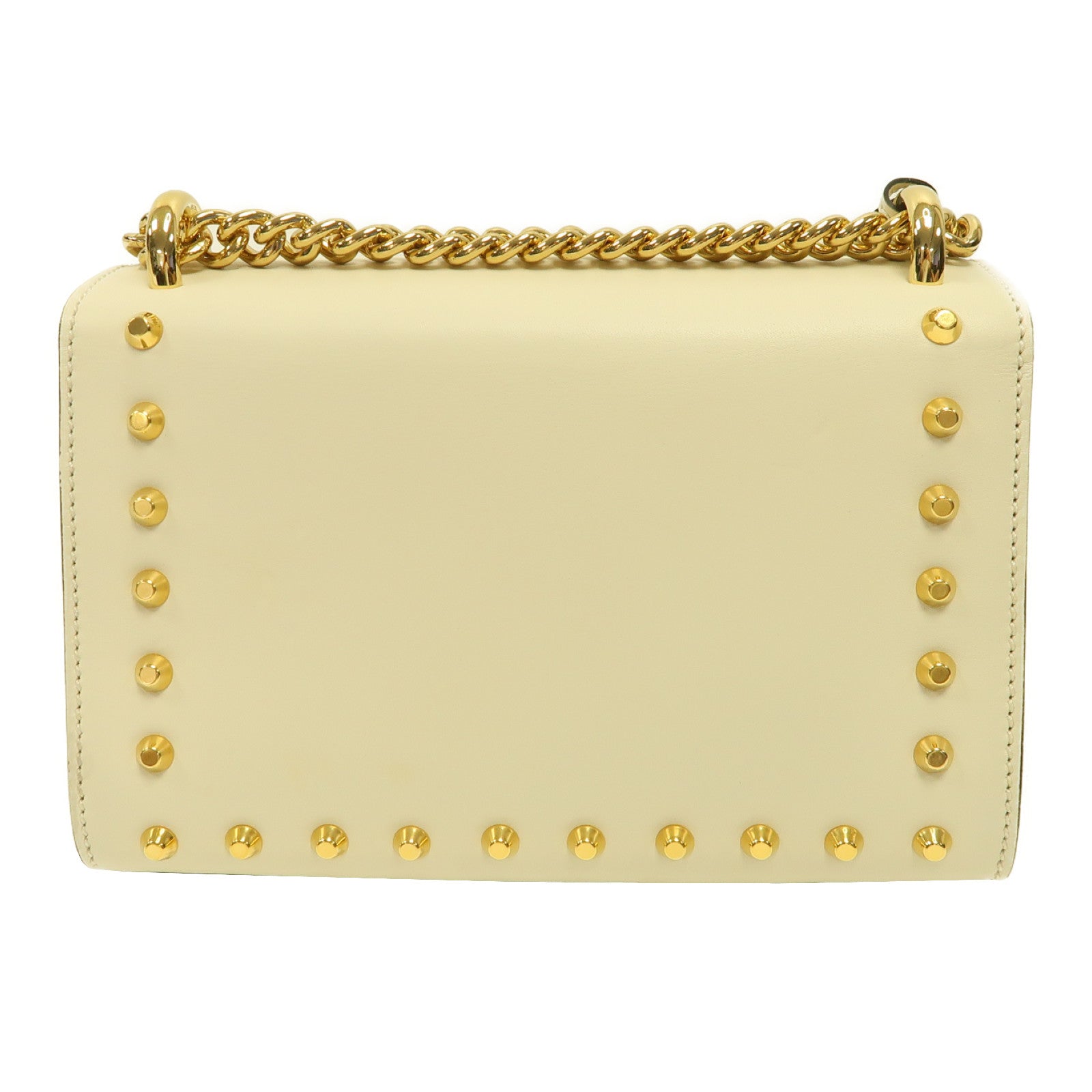GUCCI 牛皮皮革Padlock GG金扣鏈帶肩背袋白色