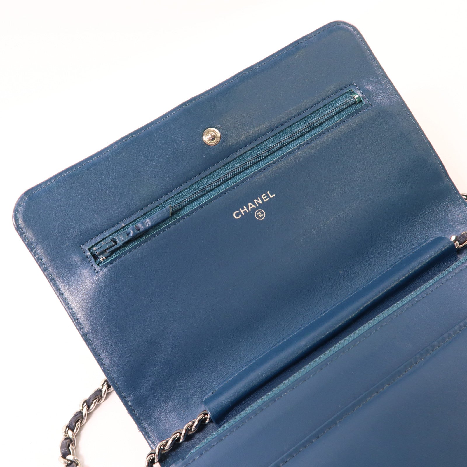 CHANEL 牛皮皮革WOC Wallet On Chain銀扣鏈帶肩背袋