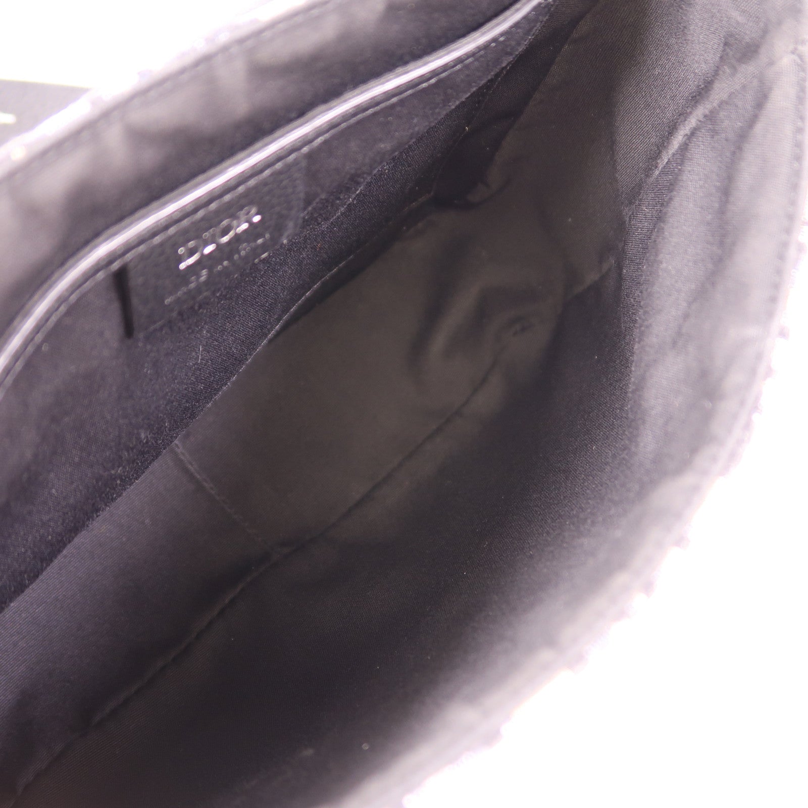 Dior 皮革/帆布Mini Saddle銀扣肩背袋