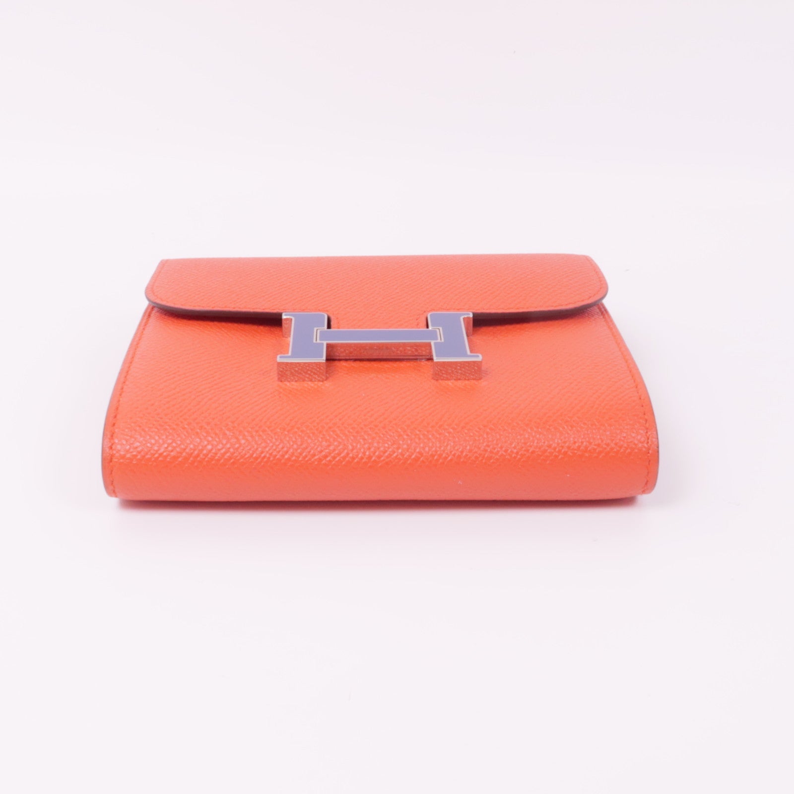 HERMES 【激減優惠】Epsom皮革Constance Wallet銀扣錢包Rouge Tomate