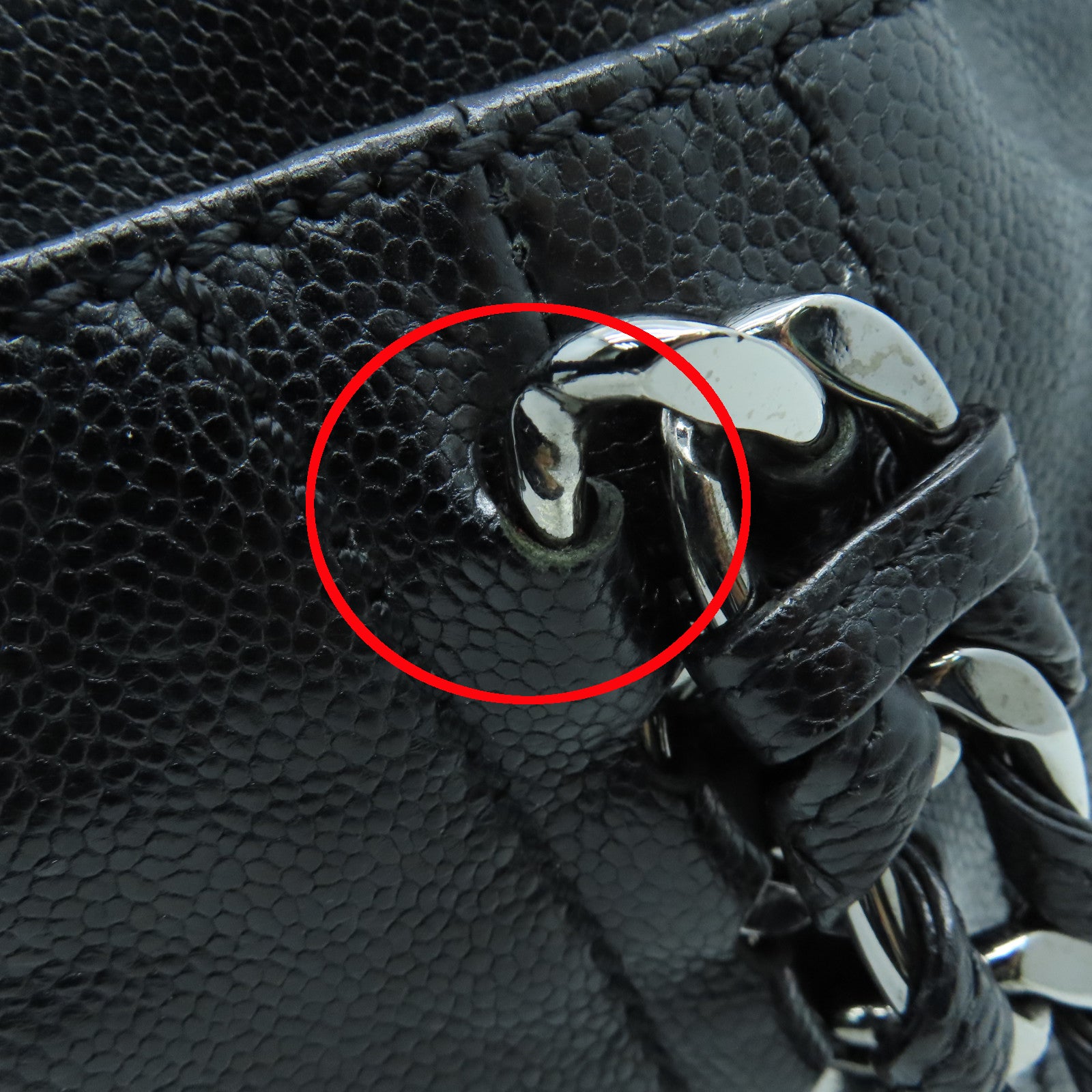 CHANEL 皮革Chain Shoulder銀扣鏈帶肩背袋黑色