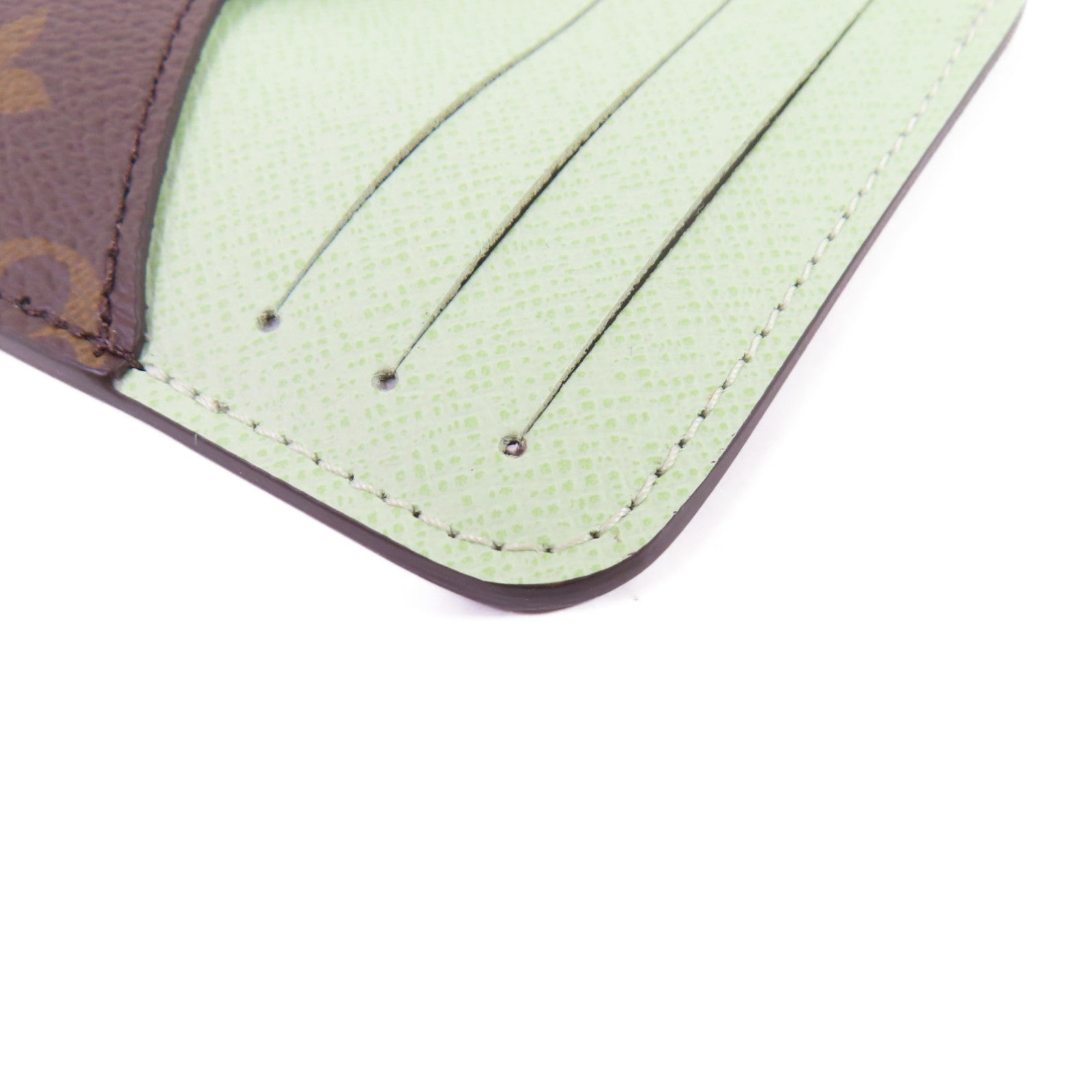 LOUIS VUITTON Monogram Romy Card Case金扣卡片套啡色/淺綠色