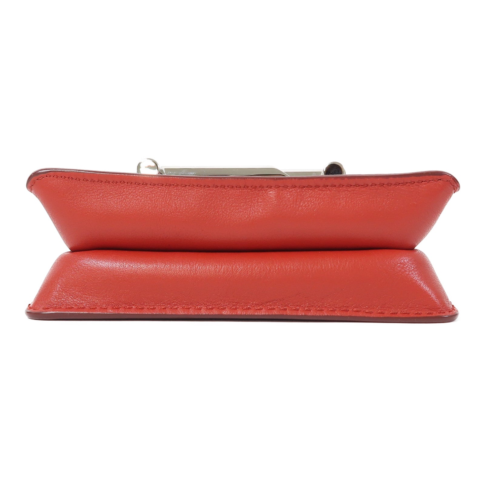 TOD'S 牛皮皮革Chain Bag銀扣鏈帶肩背袋紅色