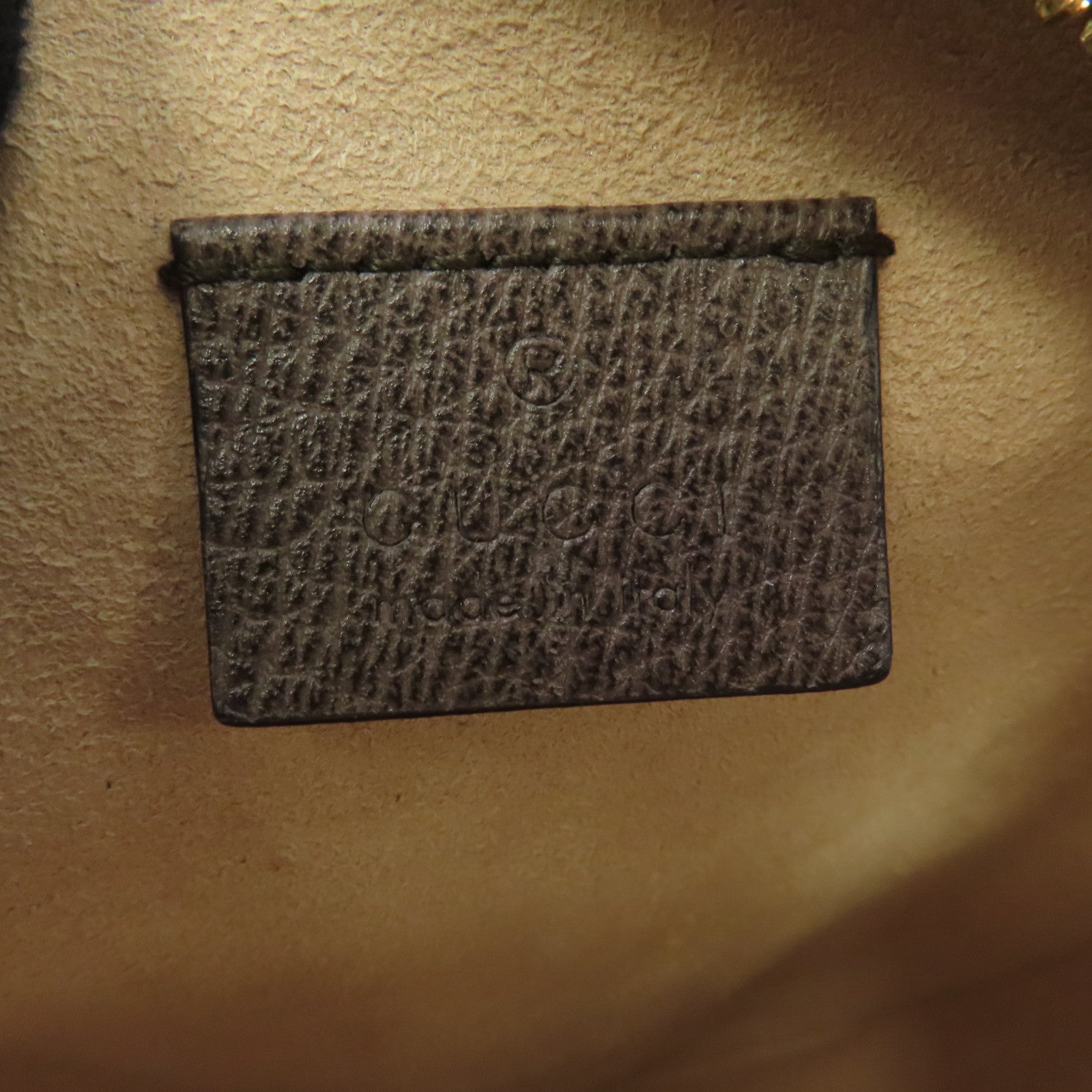 GUCCI 塗層帆布Ophidia GG金扣鏈帶肩背袋啡色