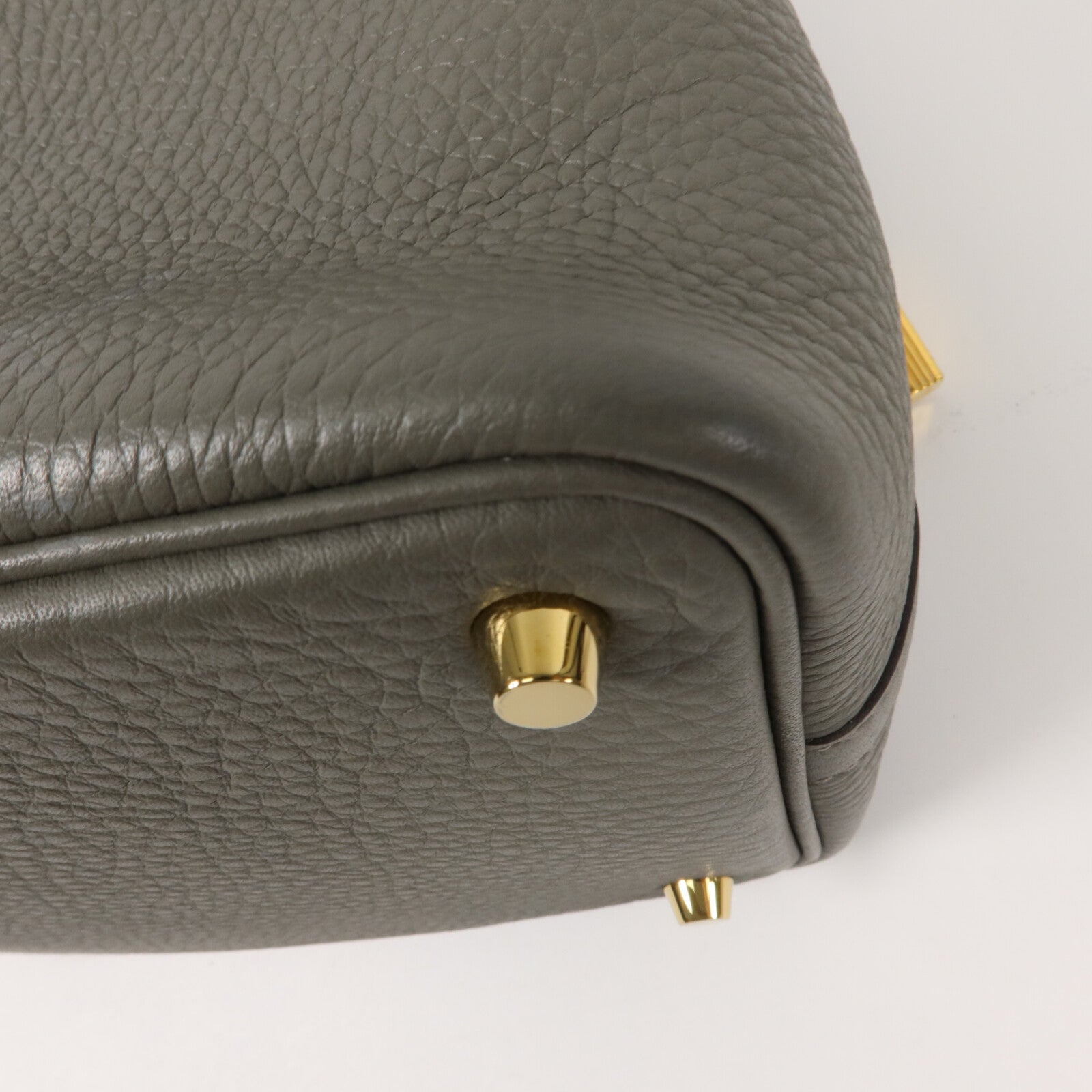 HERMES Clemence皮革Picotin PM手挽袋Gris Meyer