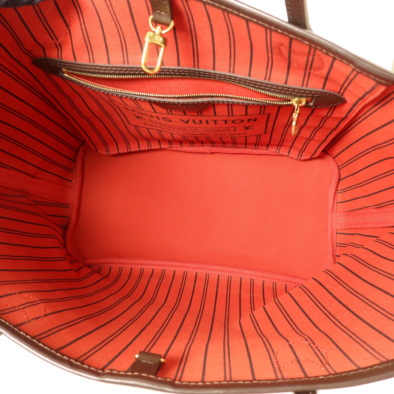 LOUIS VUITTON Damier Neverfull MM金扣手挽袋