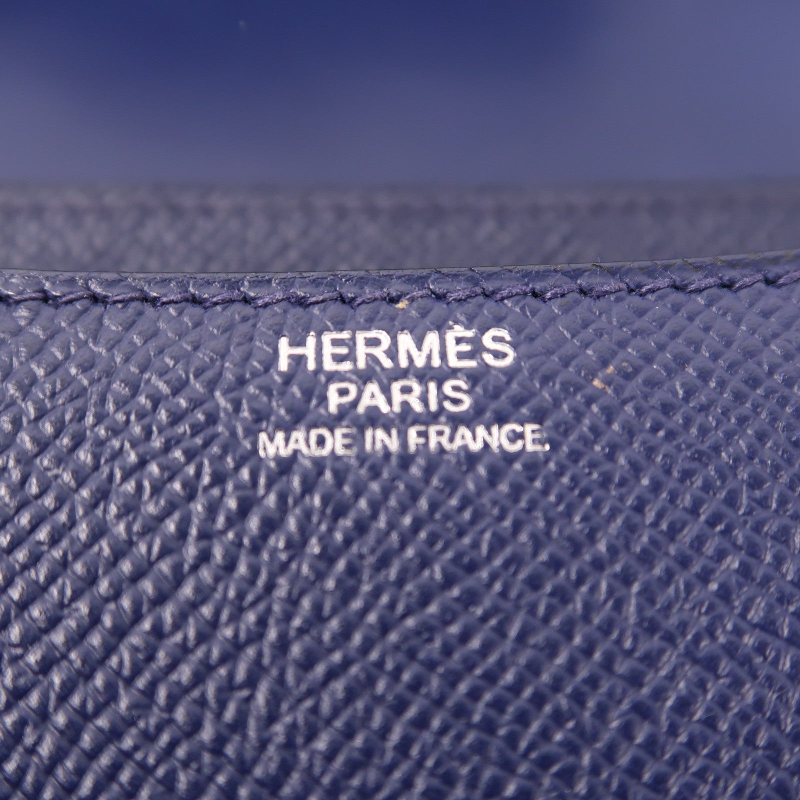 HERMES Epsom皮革Constance 24銀扣肩背袋Bleu Sapair