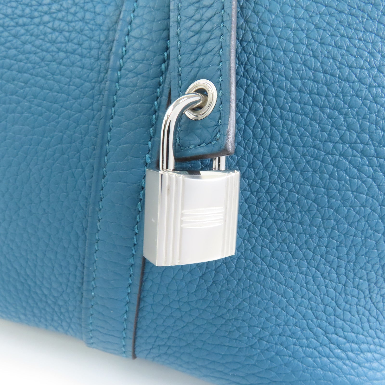 HERMES Clemence皮革Picotin MM Tote Bag銀扣手挽袋Bleu Paon/孔雀藍色