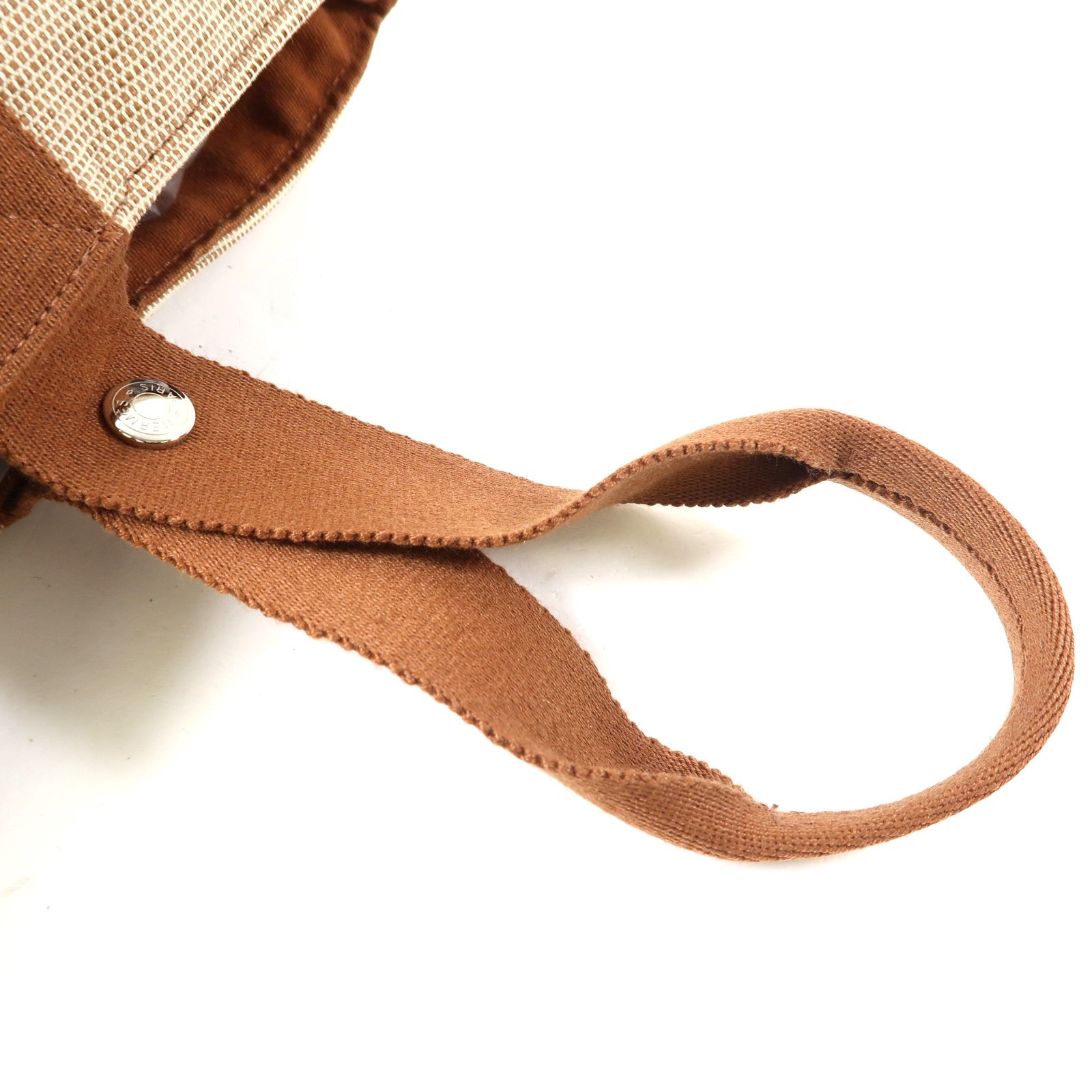 HERMES 帆布Saxo MM Bucket Tote銀扣手挽袋啡色