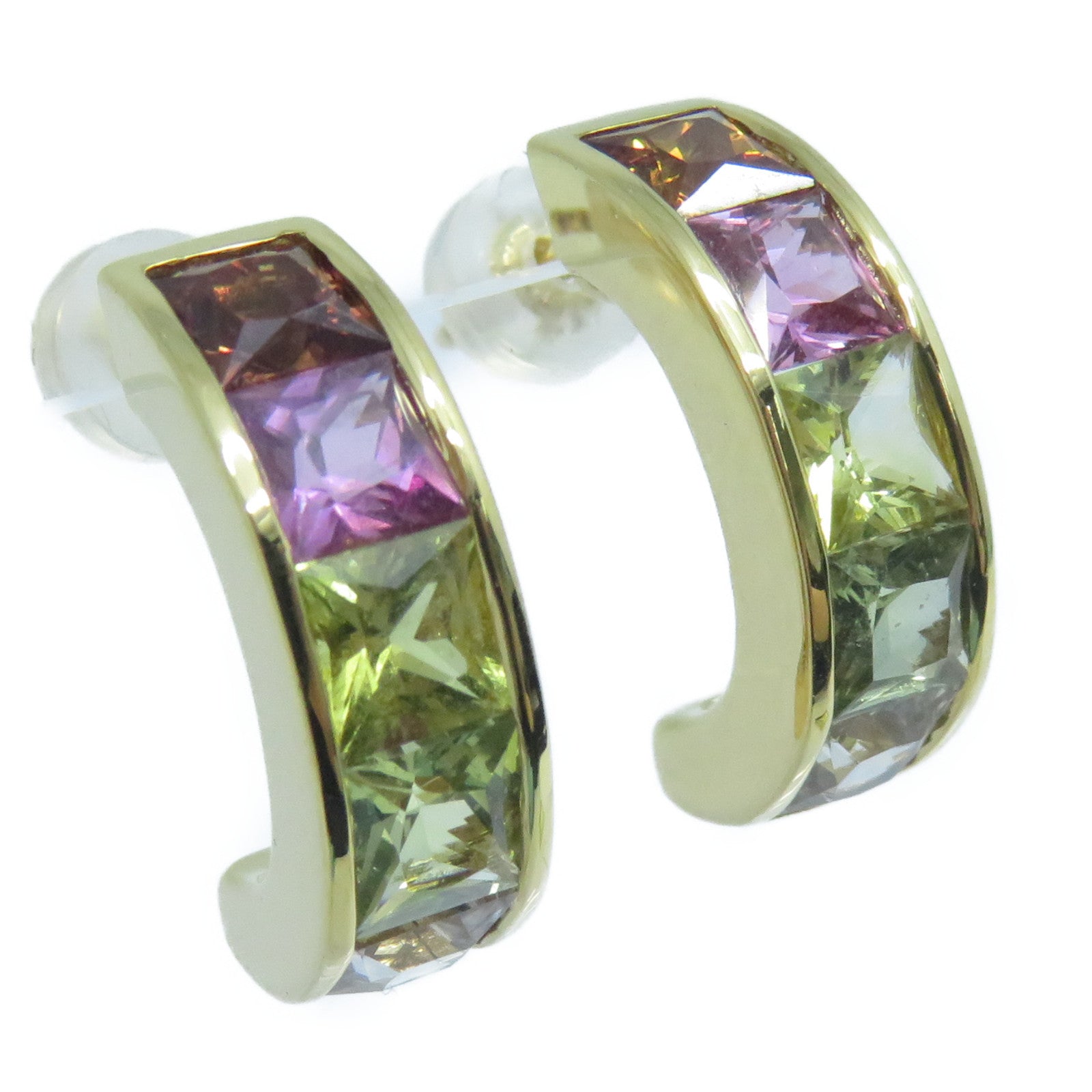 JEWELRY **【激減優惠】18K黃金Earrings1.94ct/2.06ct彩色寶石耳環