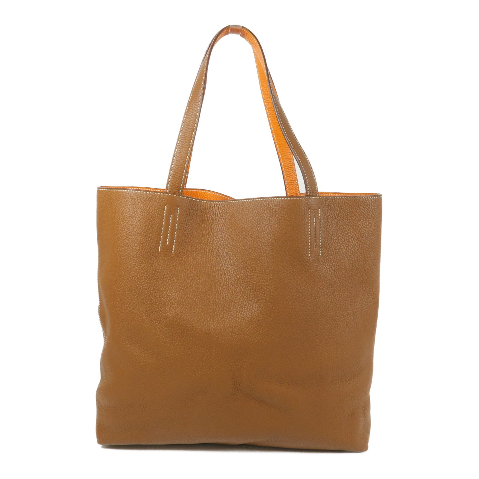 HERMES Clemence皮革Double Sens 45肩背袋Gold/Orange