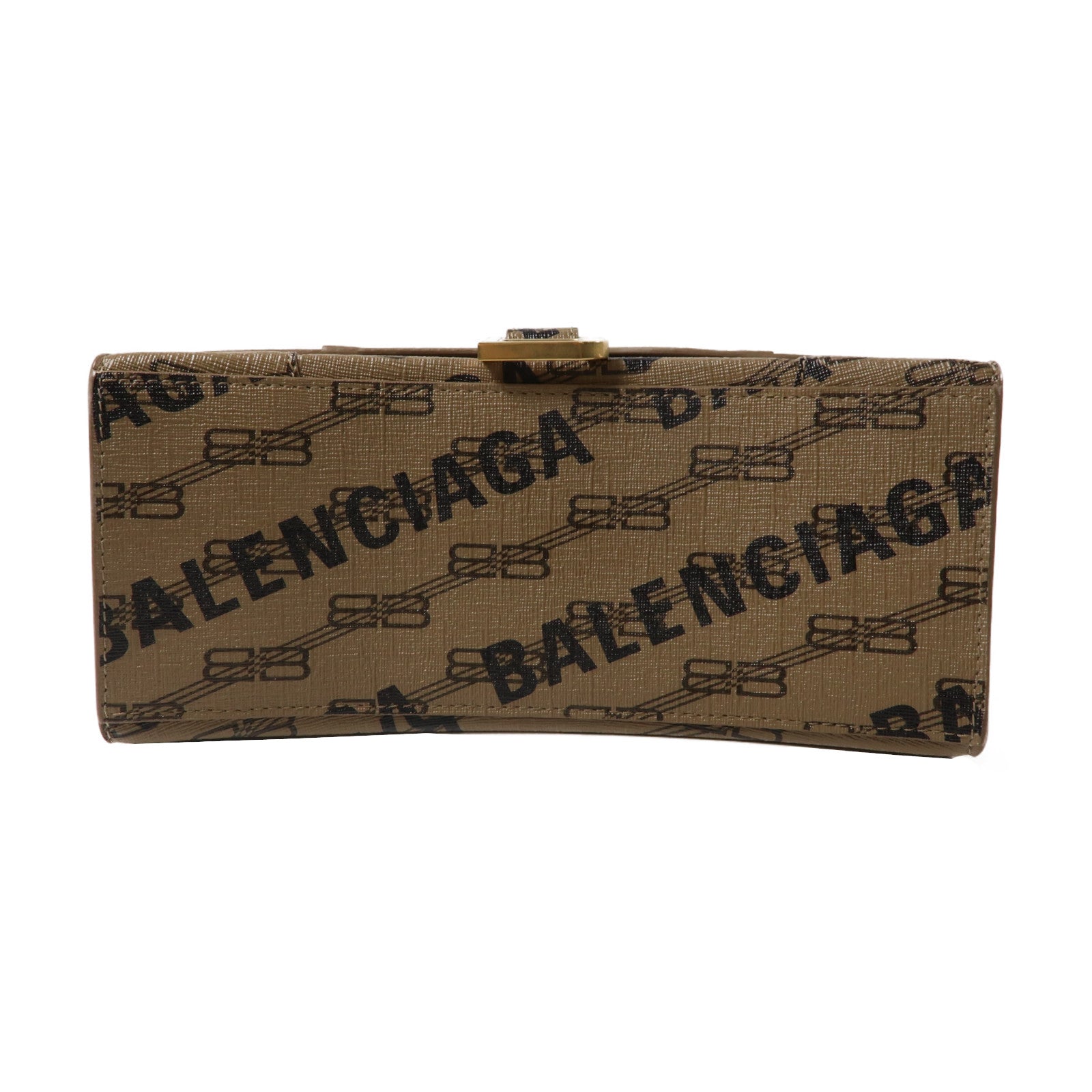 BALENCIAGA 牛皮皮革Hourglass銀扣手挽肩背兩用袋啡色