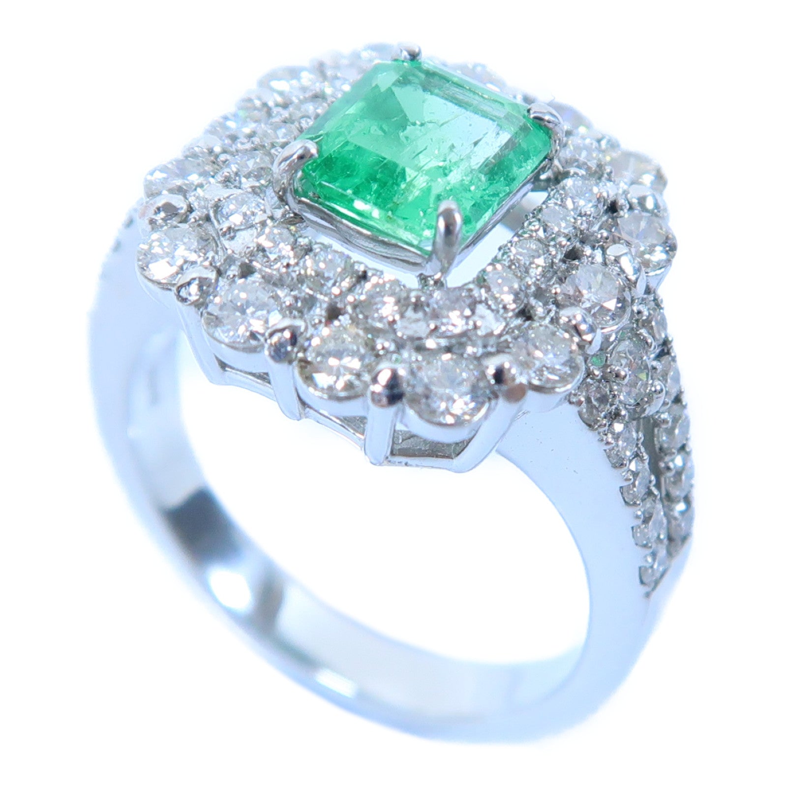JEWELRY 【激減優惠】PT950鉑金Emerald Ring 0.84ct綠寶石/0.96ct鑽石戒指US#5.5