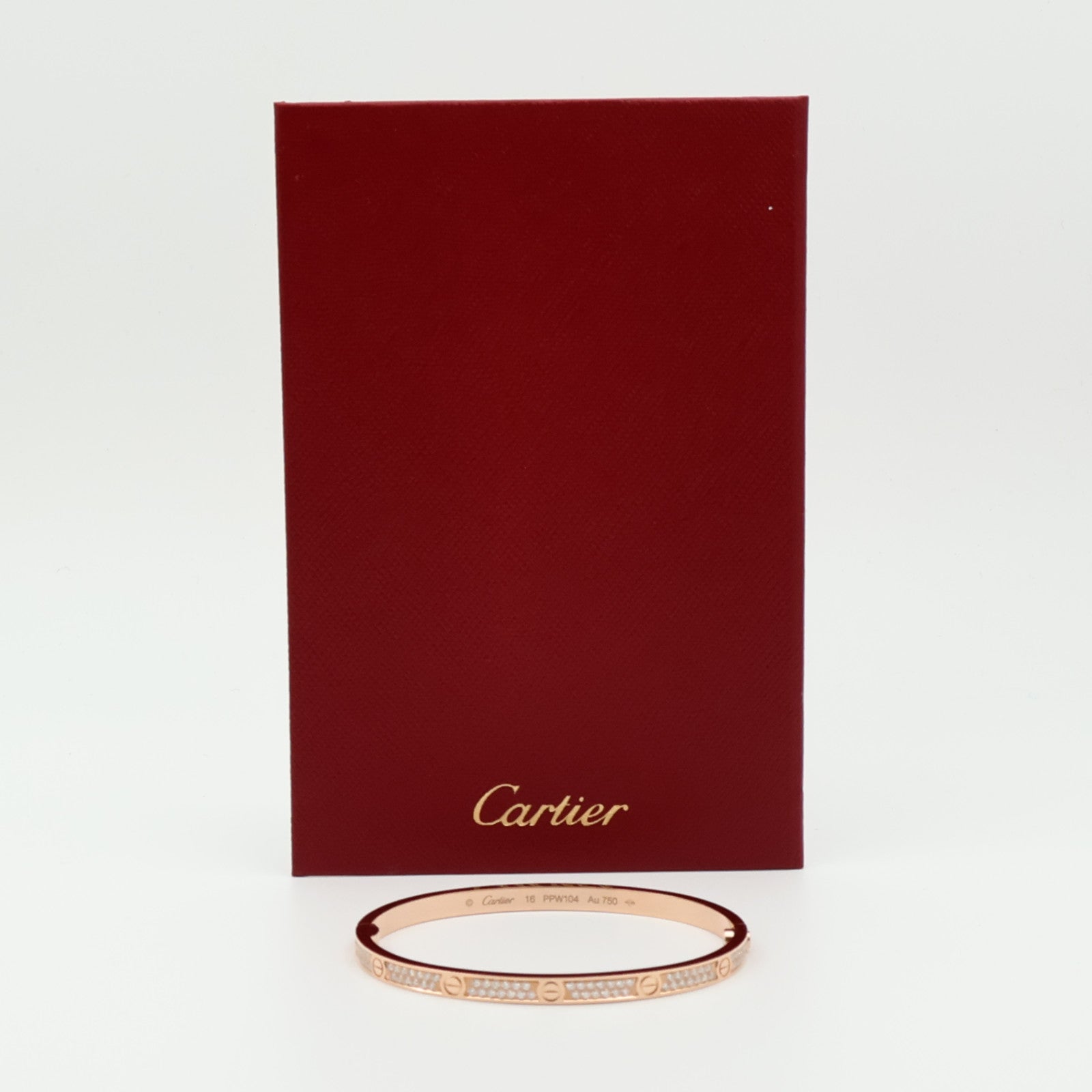 CARTIER 18K玫瑰金Love Bangle SM Paved鑽石手鐲Cartier#16