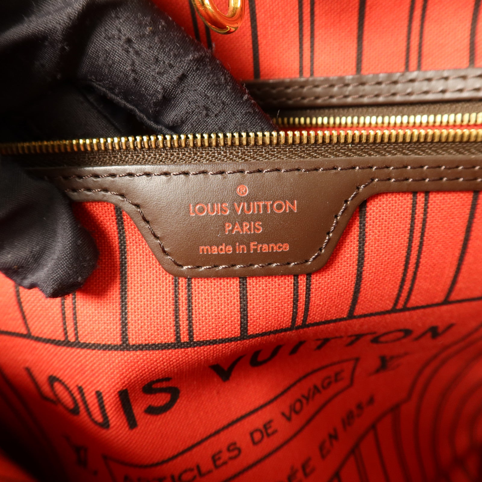 LOUIS VUITTON Damier Neverfull MM金扣手挽袋