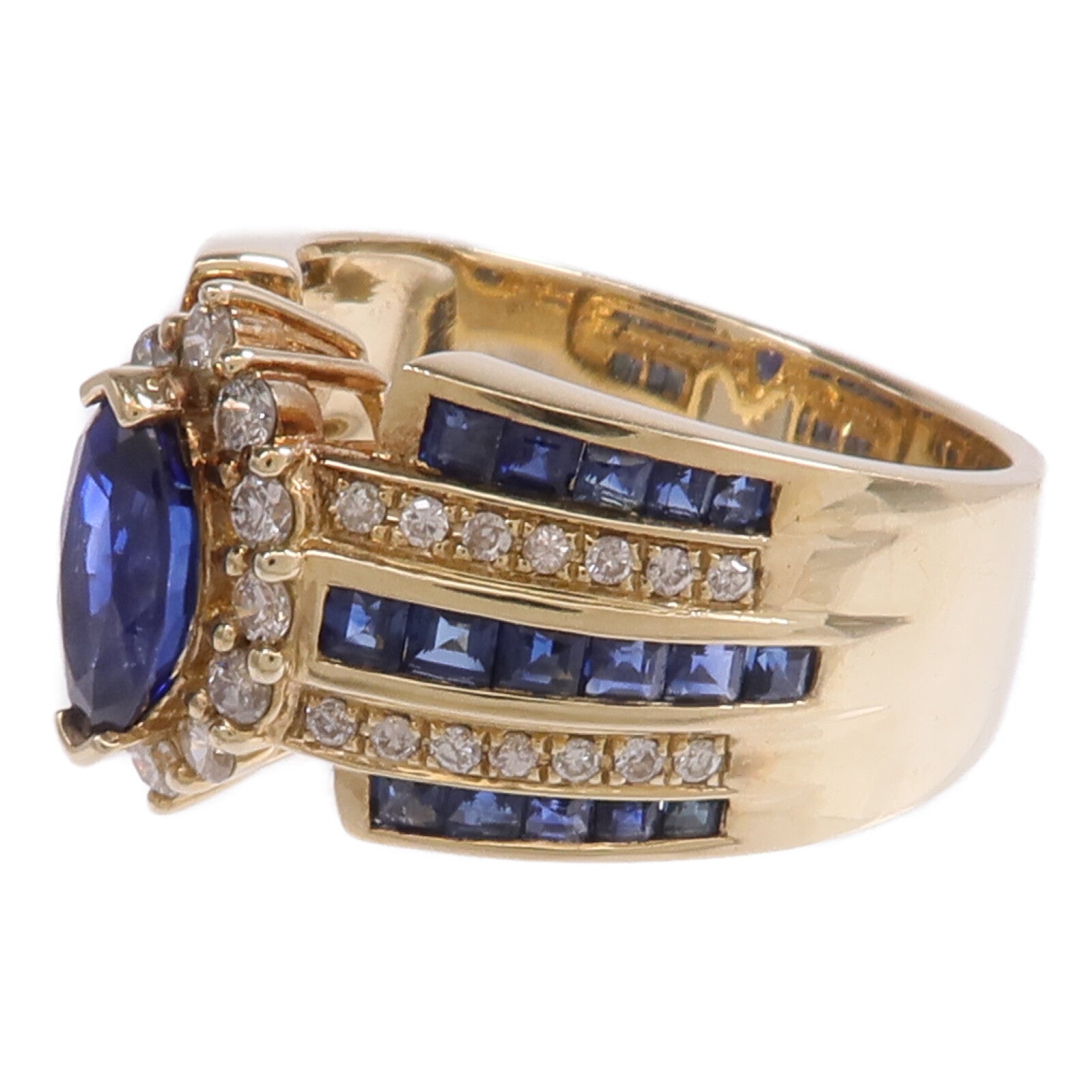 JEWELRY 14K黃金Sapphire Diamond Ring藍寶石/鑽石戒指US#7.5