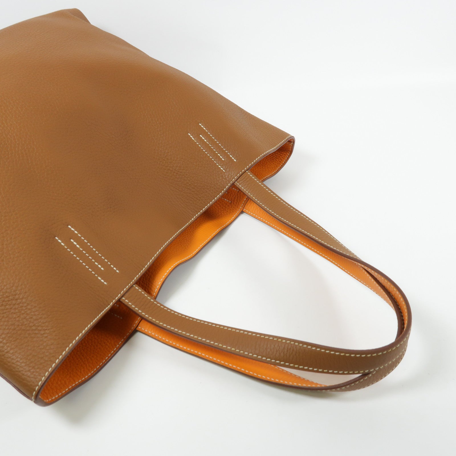 HERMES Clemence皮革Double Sens 45肩背袋Gold/Orange
