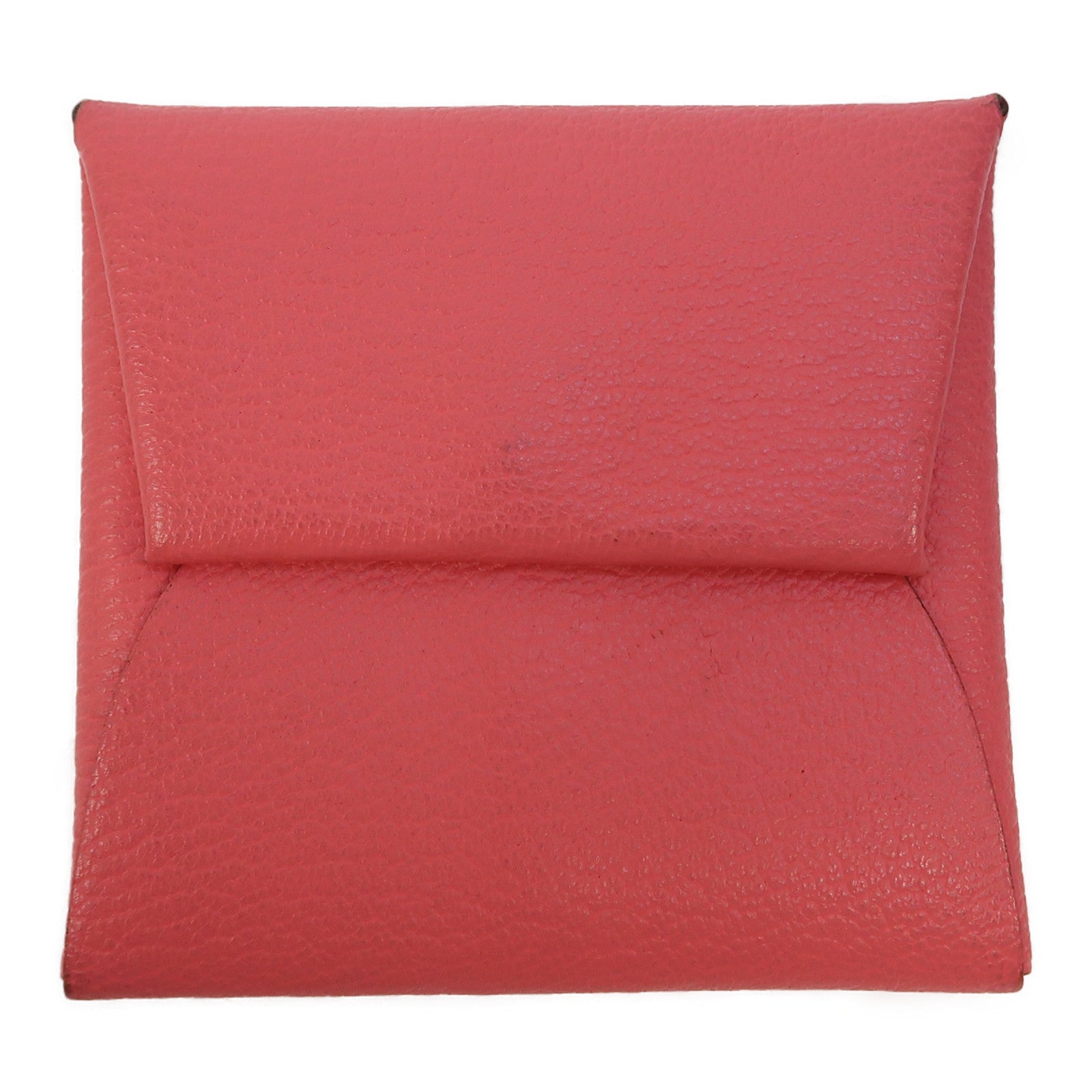 HERMES Chevre皮革Bastia Coins Case銀扣零錢包Rose Ete/粉紅色