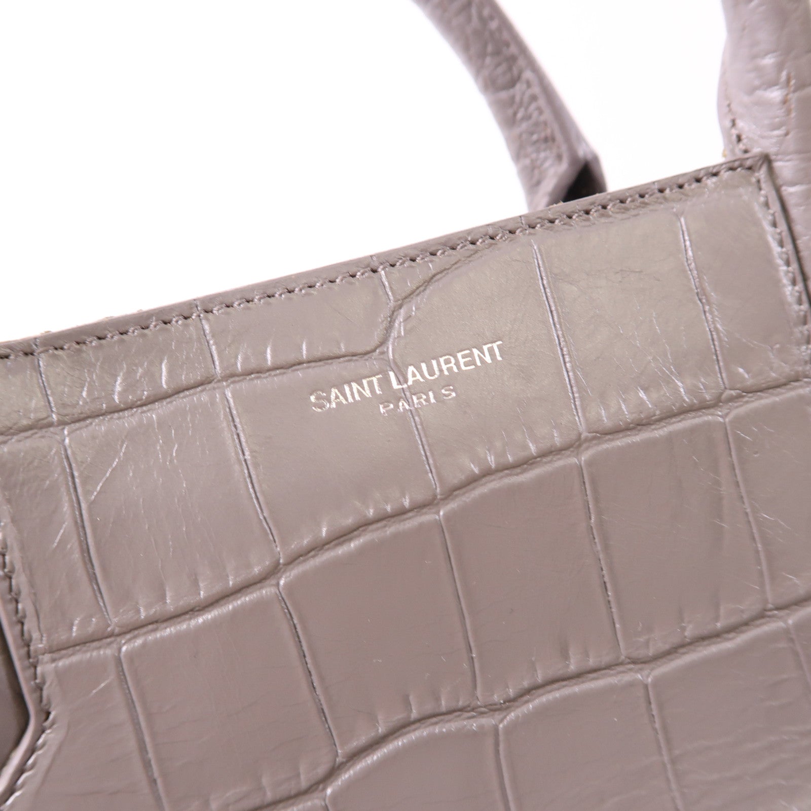 SAINT LAURENT 皮革Cabas Rive Gauche銀扣手挽肩背兩用袋