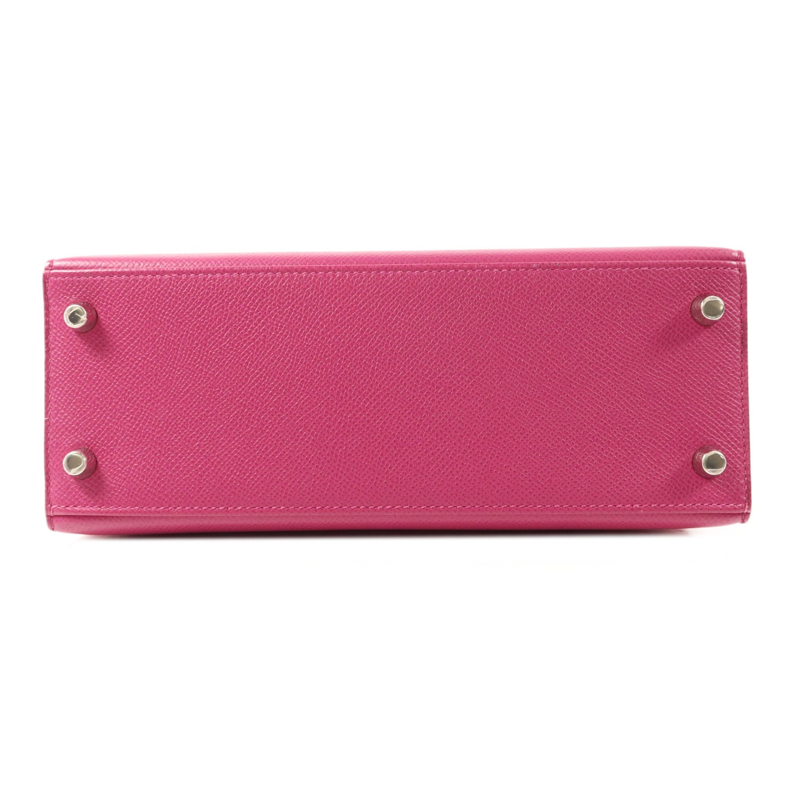 HERMES Epsom皮革Sac Kelly II Sellier 25銀扣手挽肩背兩用袋Rose Pourpre