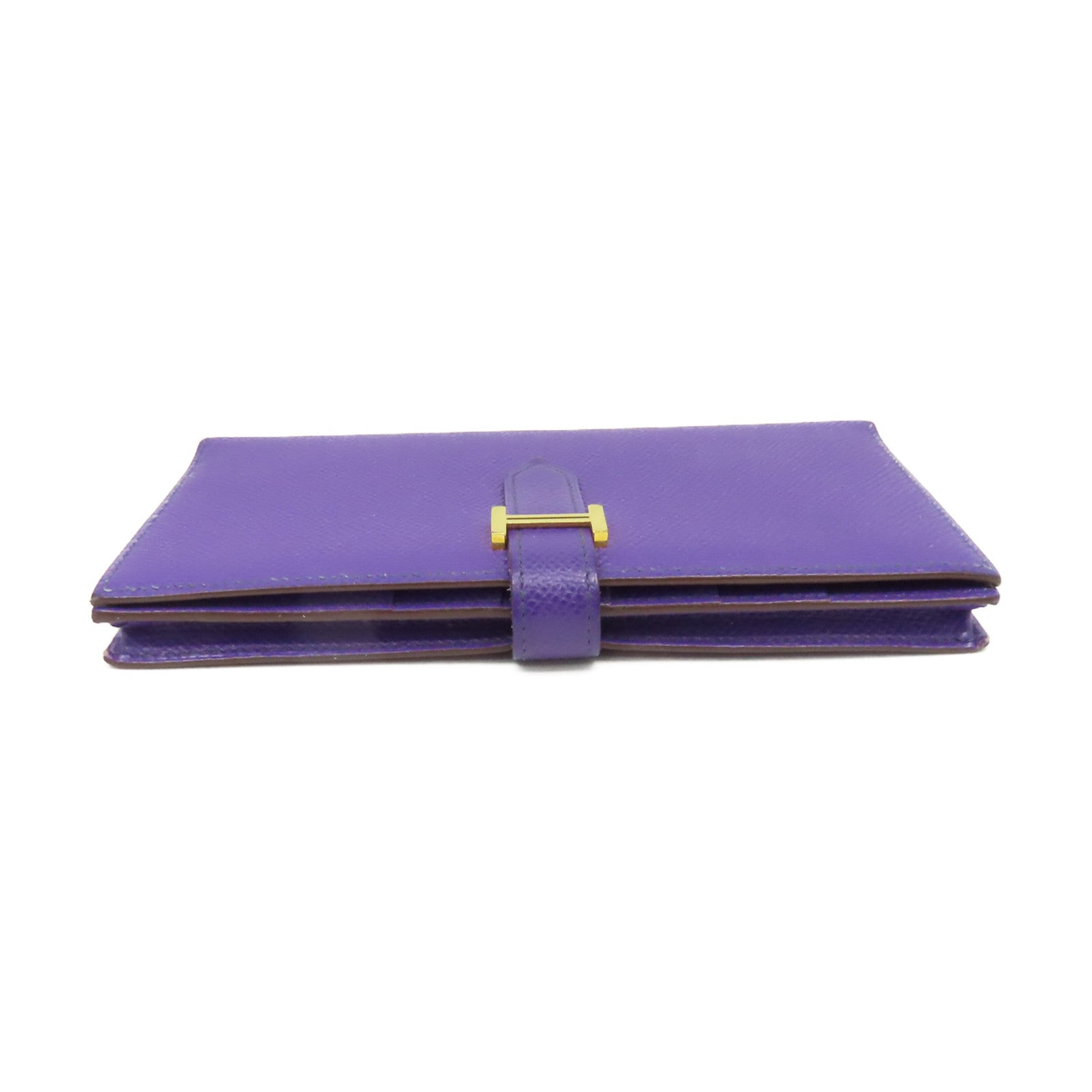 HERMES 【激減優惠】Epsom皮革Bearn Wallet金扣長錢包紫色