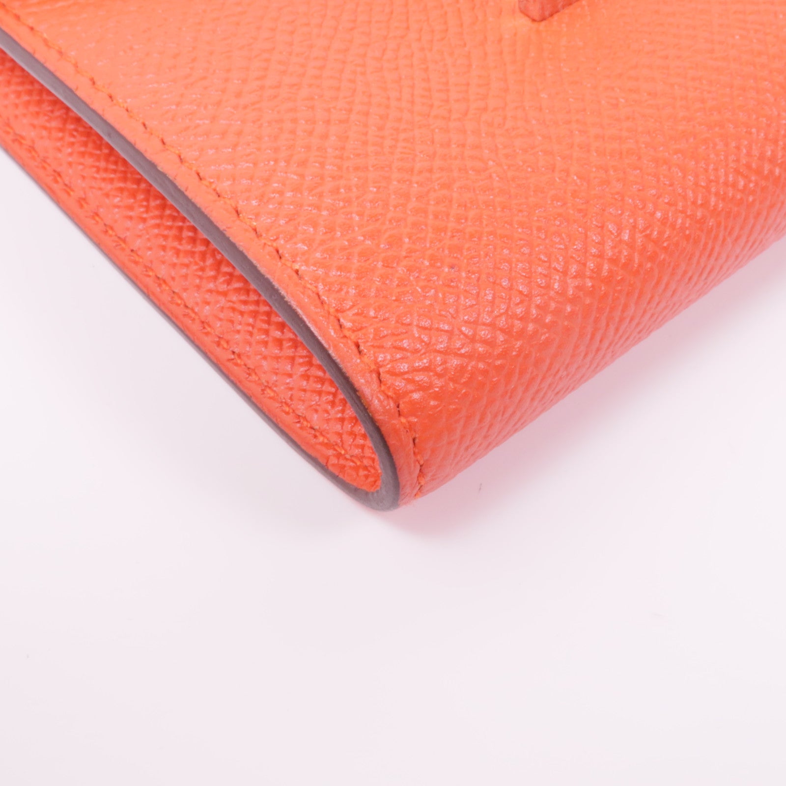 HERMES 【激減優惠】Epsom皮革Constance Wallet銀扣錢包Rouge Tomate