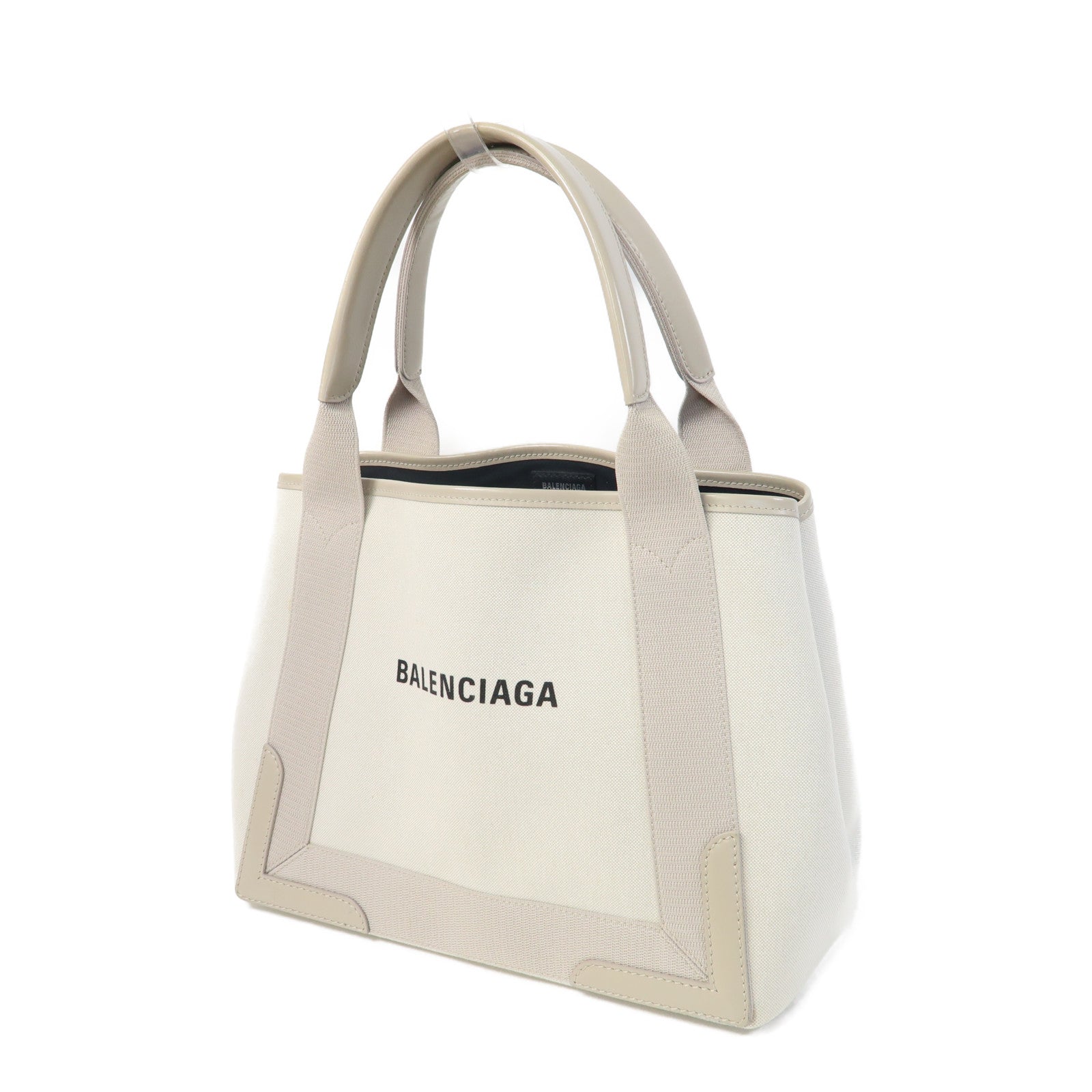 BALENCIAGA 帆布Tote Bag銀扣手挽袋米色