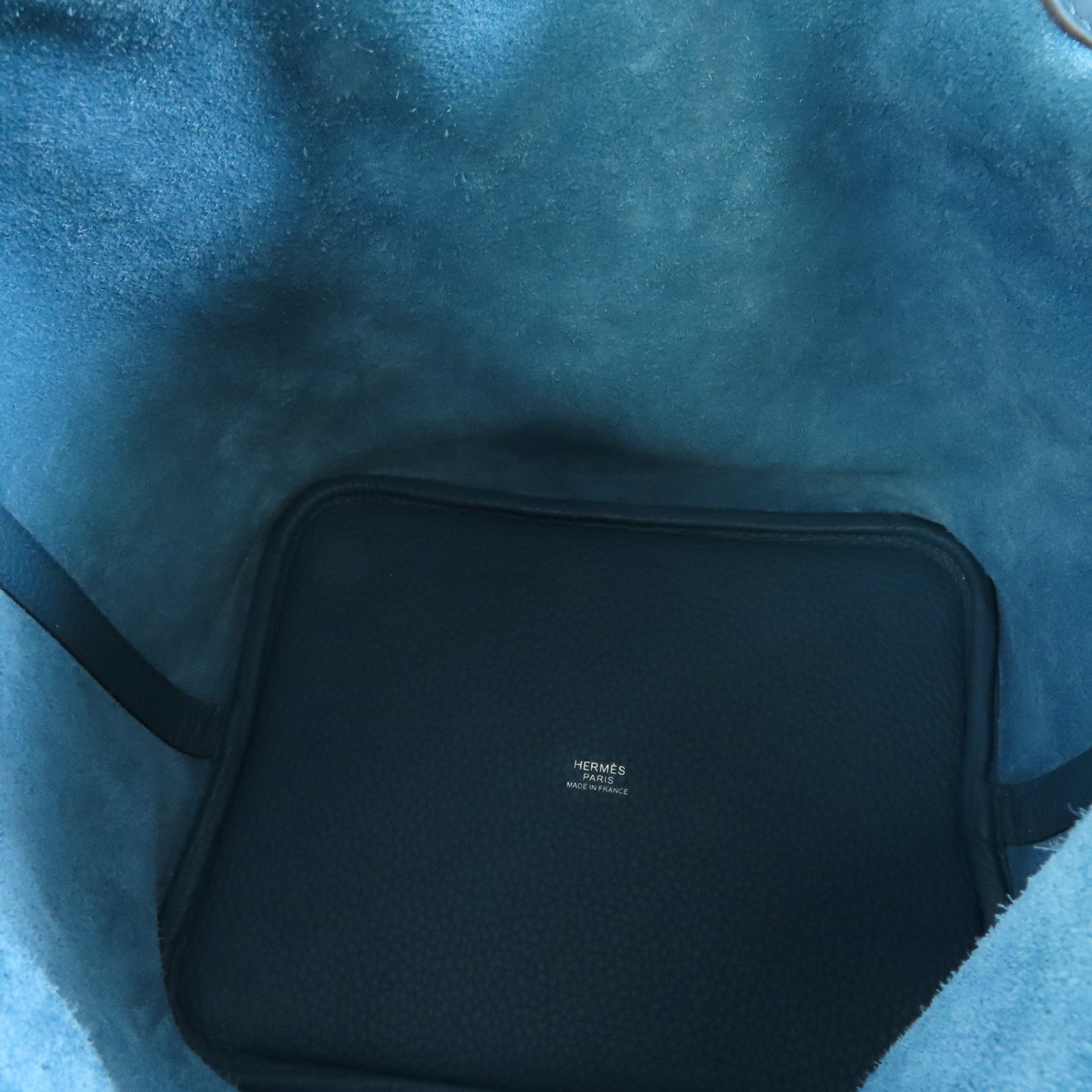 HERMES Clemence皮革Picotin MM Tote Bag銀扣手挽袋Bleu Paon/孔雀藍色