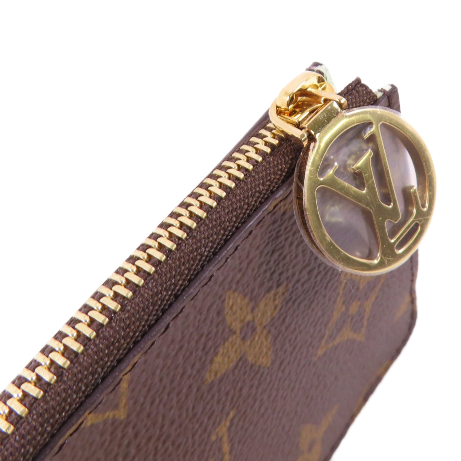 LOUIS VUITTON Monogram Romy Card Case金扣卡片套啡色/淺綠色