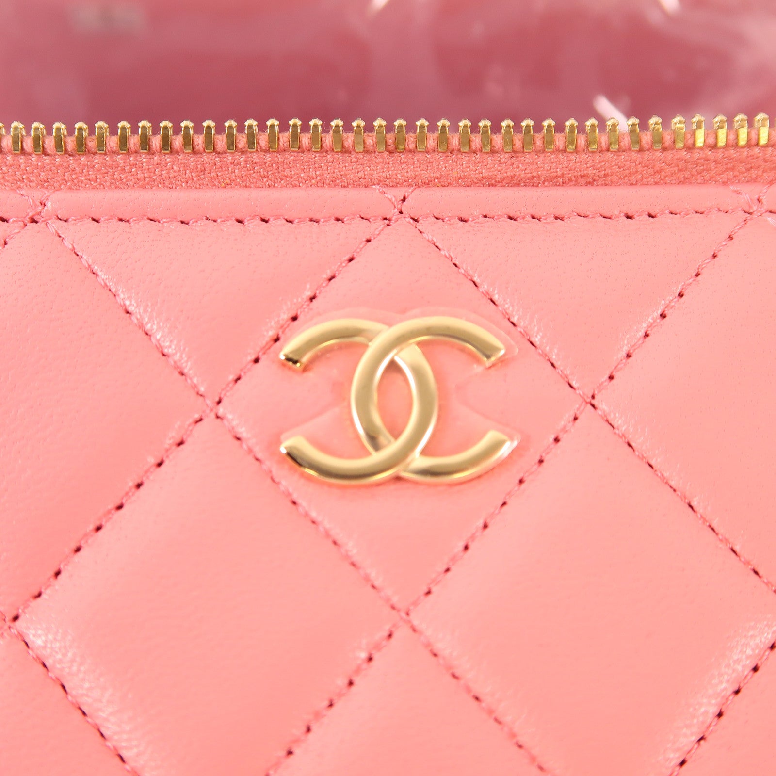 CHANEL CC GHW Top Handle Vanity Case 2 Way Bag AP2199 Lambskin Leather Pink