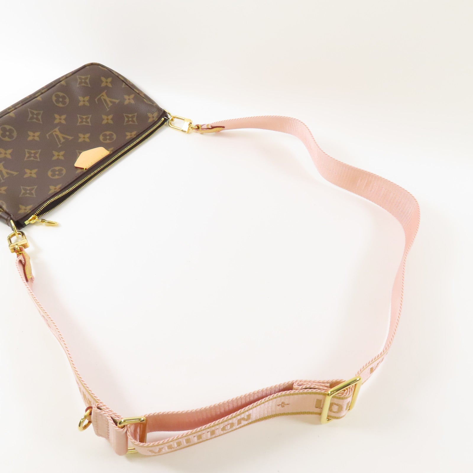 LOUIS VUITTON Monogram Multi Pochette Accessoires金扣肩背袋棕色