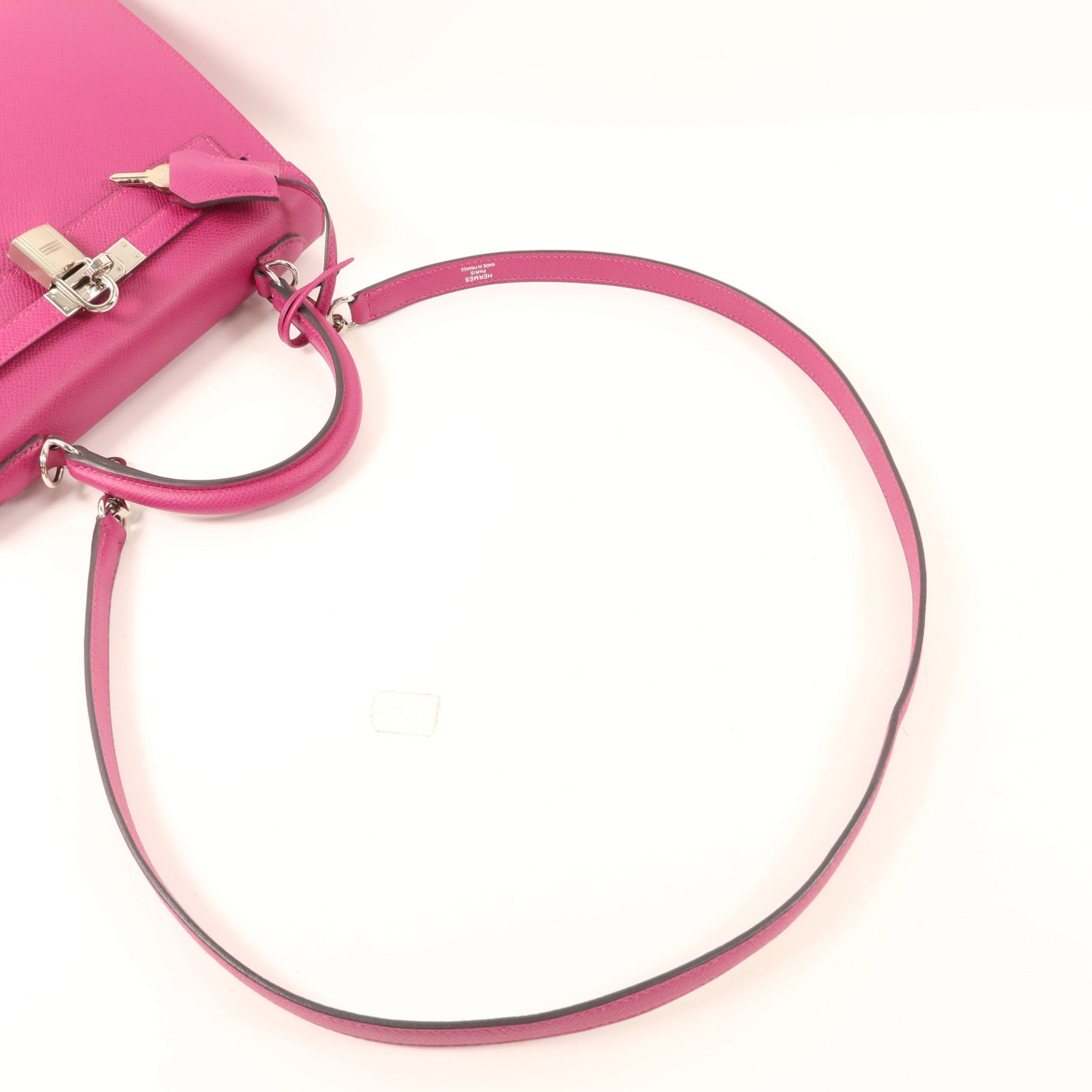 HERMES Epsom皮革Sac Kelly II Sellier 25銀扣手挽肩背兩用袋Rose Pourpre