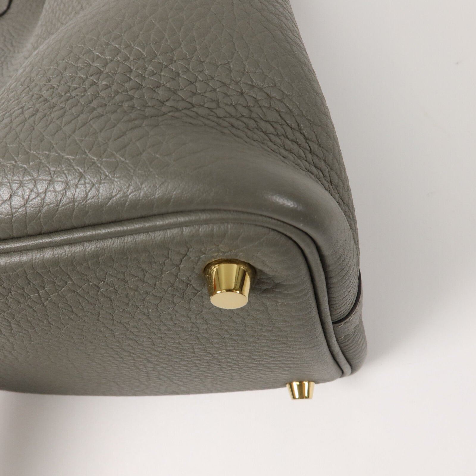HERMES Clemence皮革Picotin PM手挽袋Gris Meyer