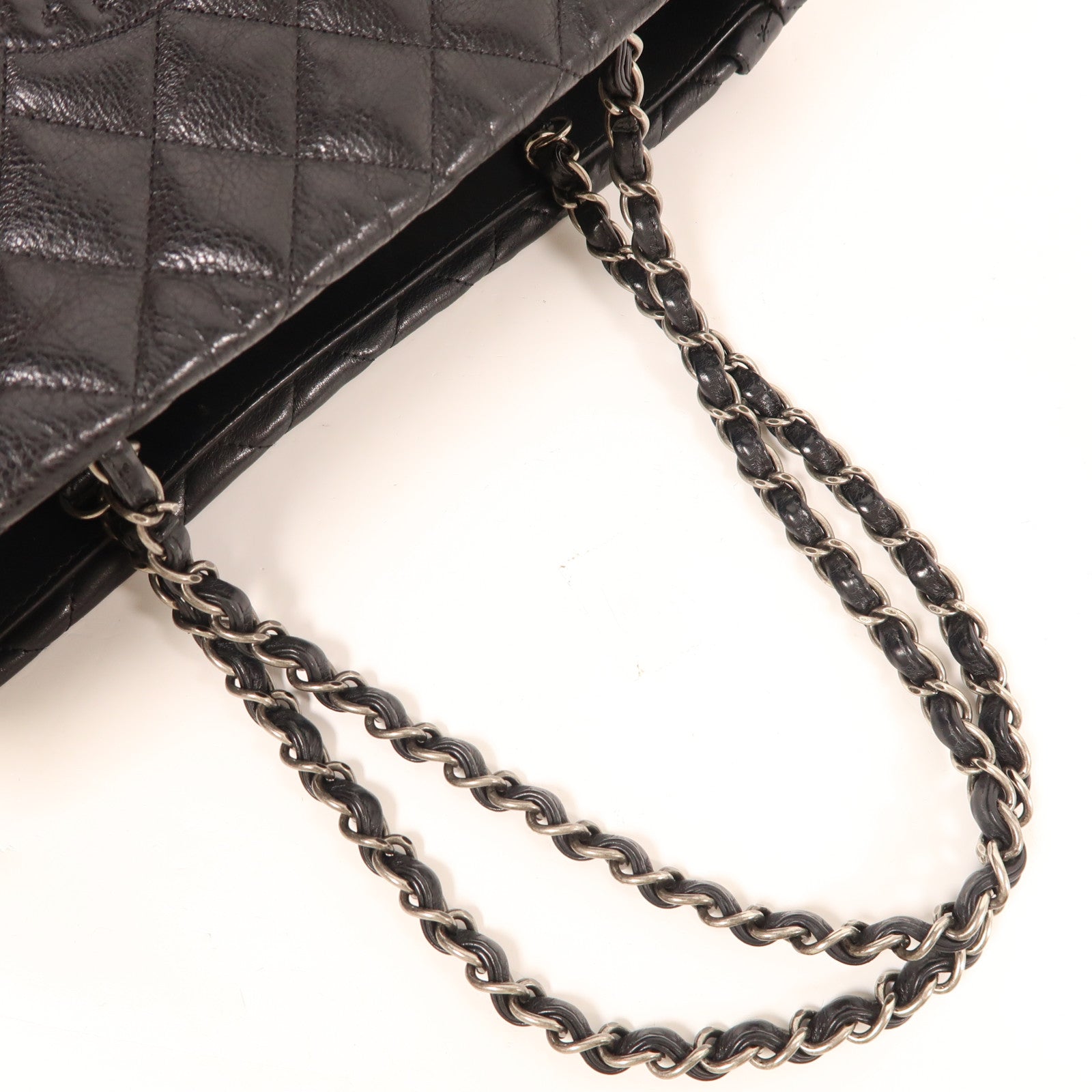 CHANEL 牛皮皮革Shoulder Bag銀扣鏈帶肩背袋