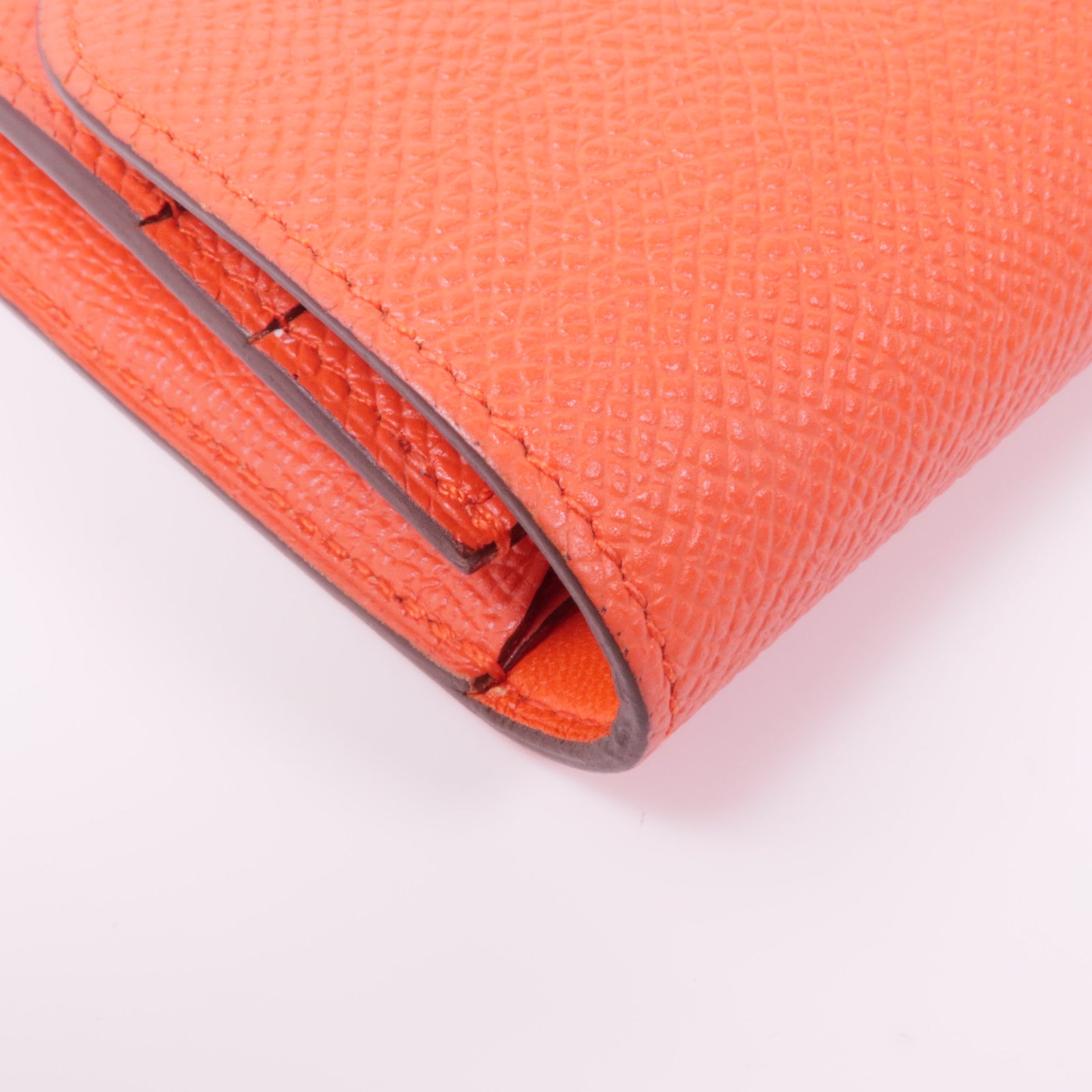 HERMES 【激減優惠】Epsom皮革Constance Wallet銀扣錢包Rouge Tomate
