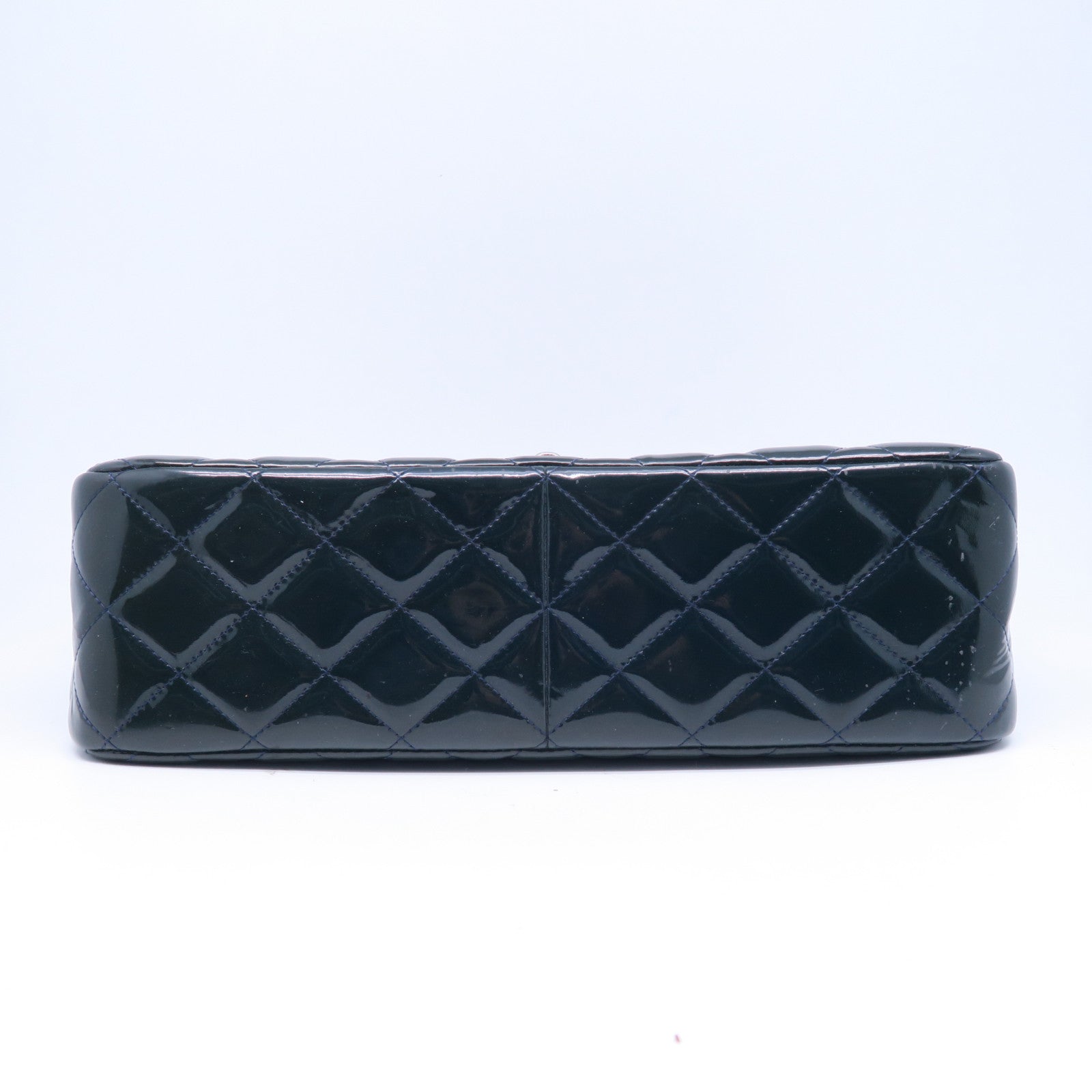 CHANEL **【清倉大減價】菱格漆皮皮革Classic Jumbo銀扣鏈帶肩背袋綠色