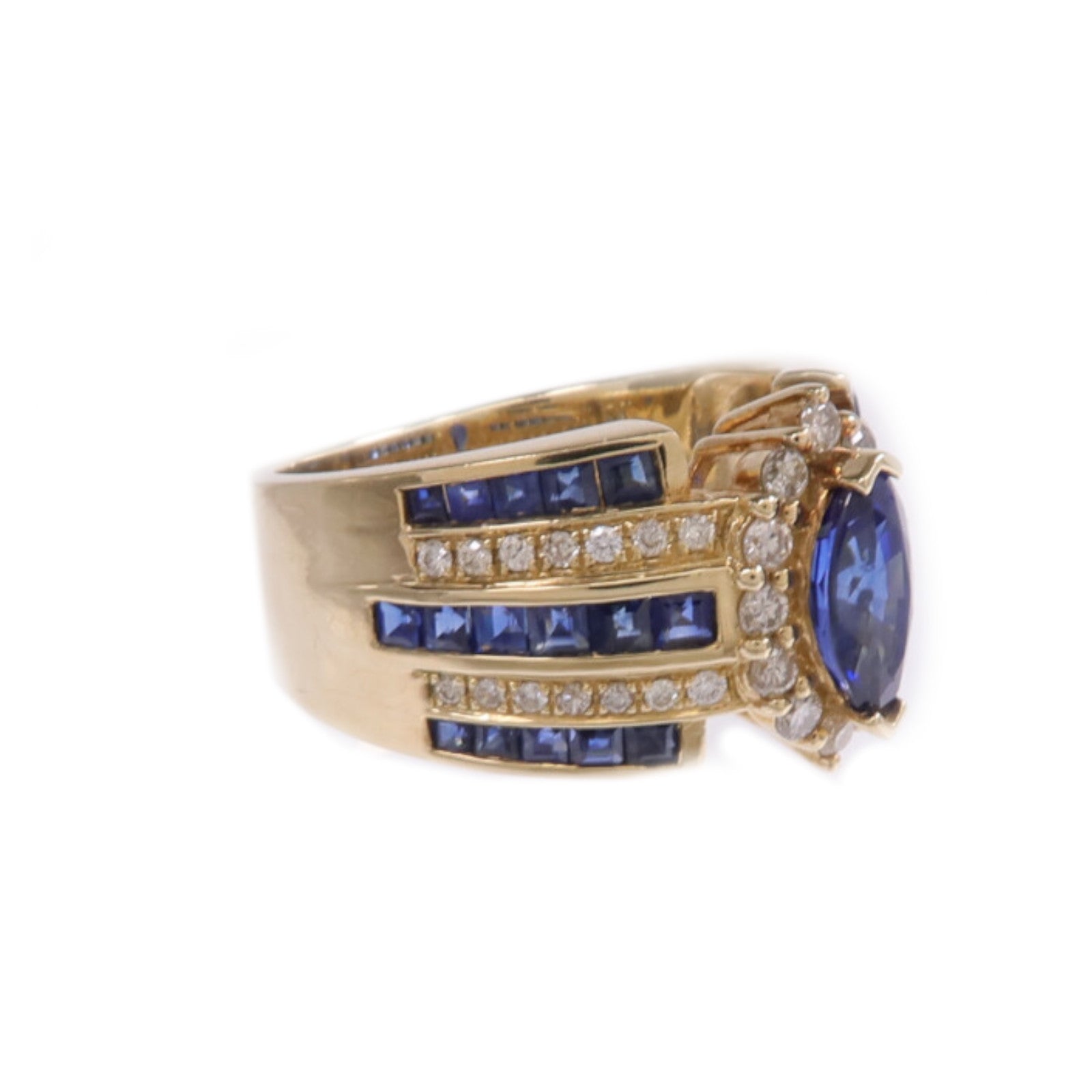 JEWELRY 14K黃金Sapphire Diamond Ring藍寶石/鑽石戒指US#7.5