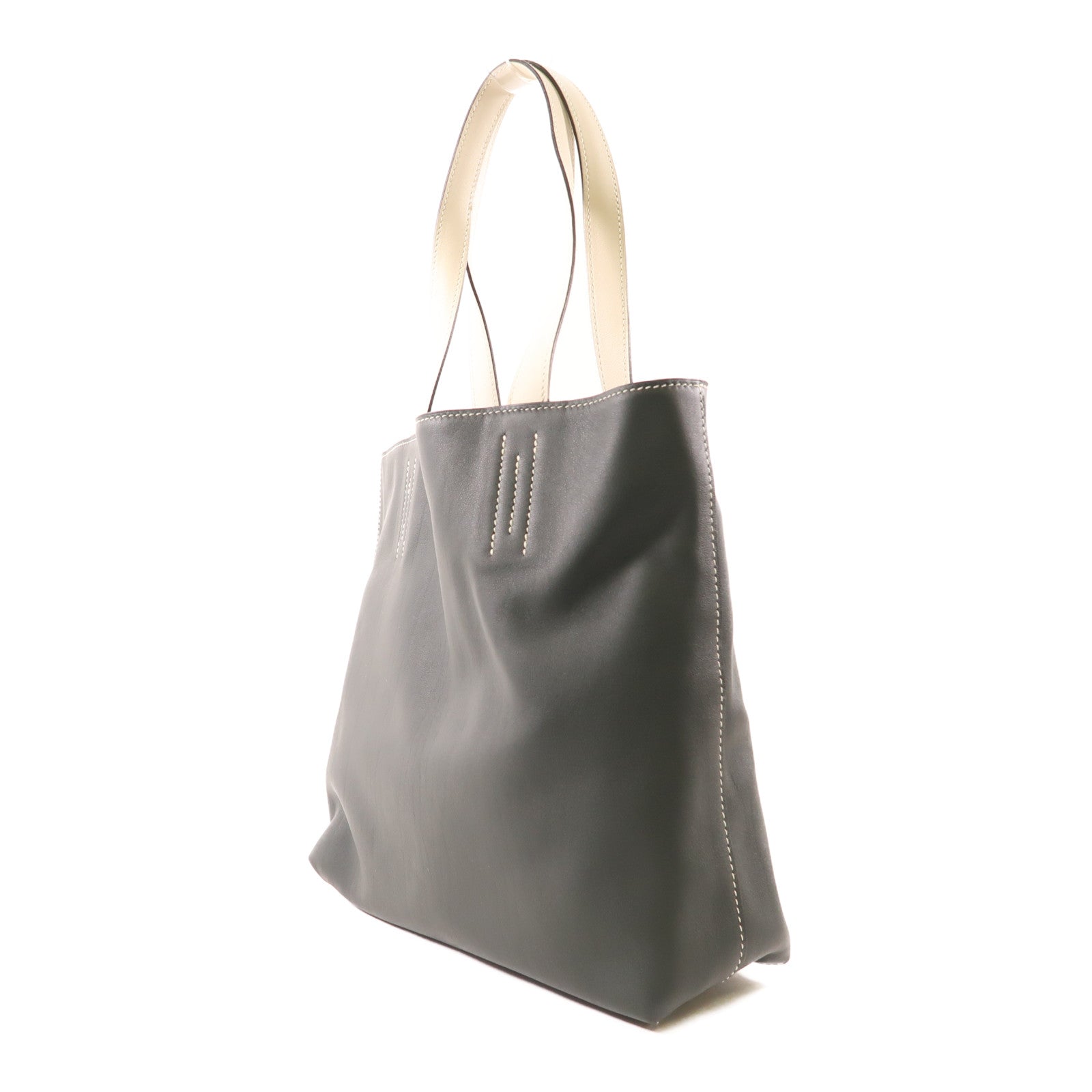 HERMES Swift皮革Double Sens 28肩背袋/手挽袋Bambou/Vert Anglais/Gris Perle